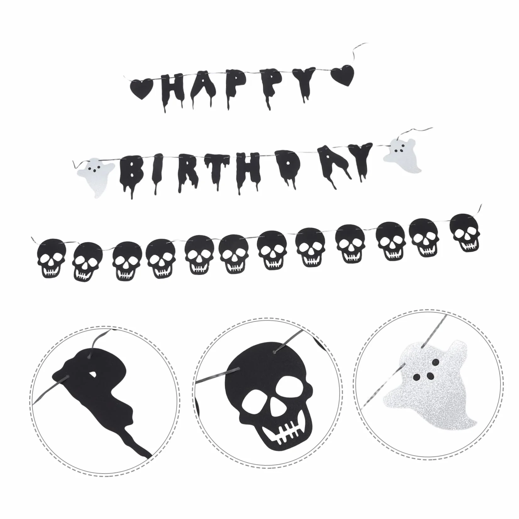 STOBAZA Halloween Birthday Party Banner Ghost Skeleton Decorations Paper Bunting Indoor Outdoor Festival