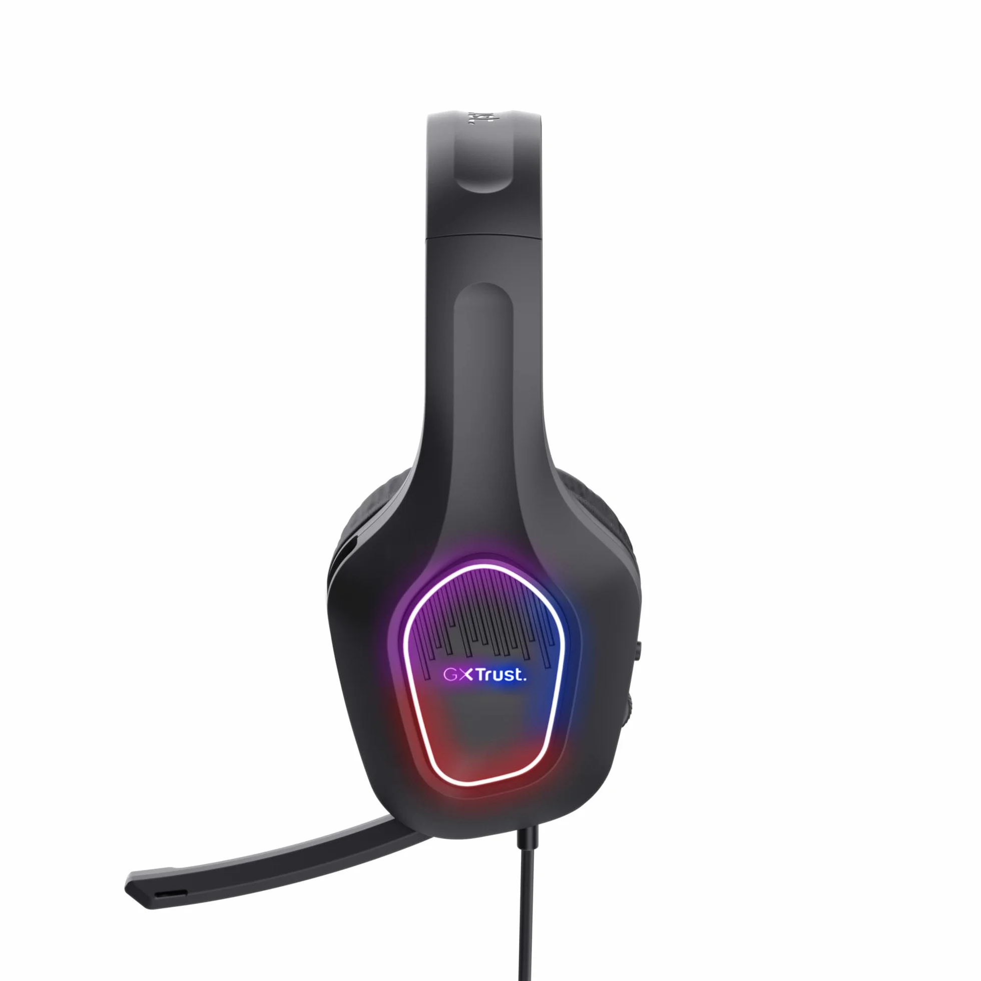Trust GXT 419 Rayne Lekkie Słuchawki Gamingowe do PC/Konsoli, Podświetlenie LED na USB, Jack Audio 3.5mm, Przetworniki 50mm, Odchylany Mikrofon, Headset Przewodowy do Komputera, Czarny