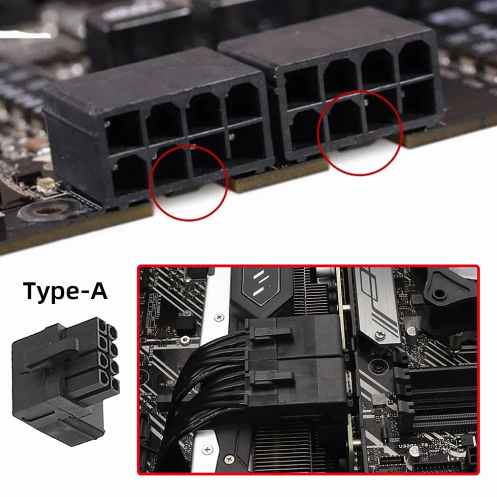 2 sztuk/partia ATX 8P męski na żeński 90 stopni w górę w dół kątowy adapter nagłówka do karty graficznej GPU