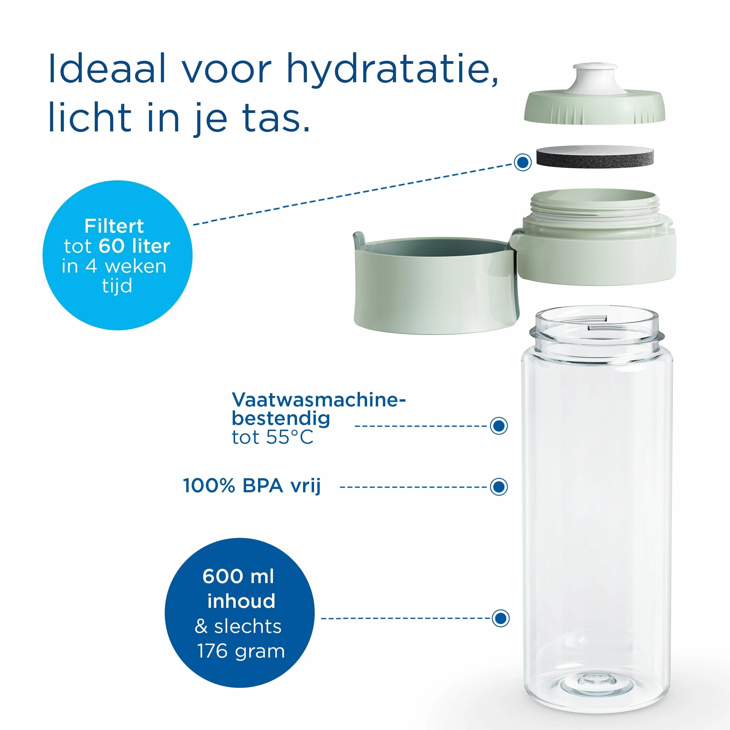 Brita Butelka z Filtrem 600 ml Tworzywo Sztuczne Zielony