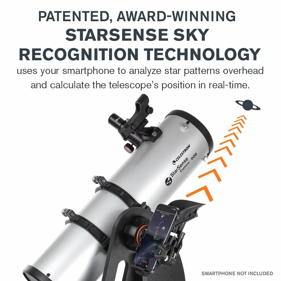 Celestron 22481 StarSense Explorer 130 mm Teleskop stołowy typu Dobson z obsługą aplikacji na smartfony Współpracuje z aplikacją StarSense – iOS/Android