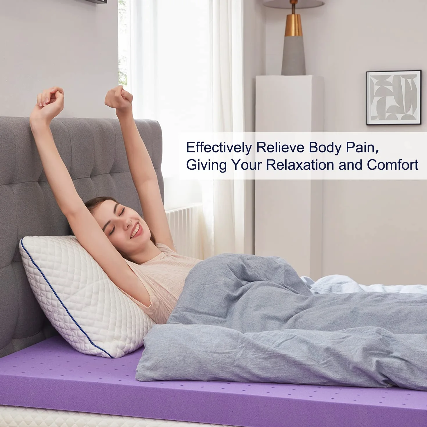 SINWEEK Żelowy materac z pianki z pamięcią kształtu, wentylowana miękka podkładka na materac, nakładka na łóżko, certyfikat CertiPUR-US, Twin XL Size, fioletowy, 10 cm