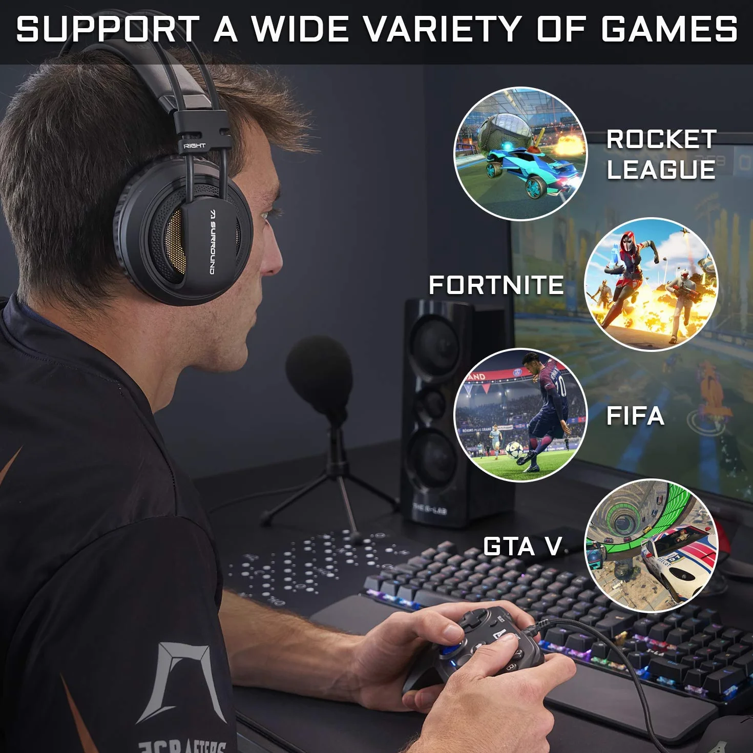 THE G-LAB K-Pad Thorium Przewodowy kontroler gier USB Gamepad dla PC PS3 Windows Android (czarny)