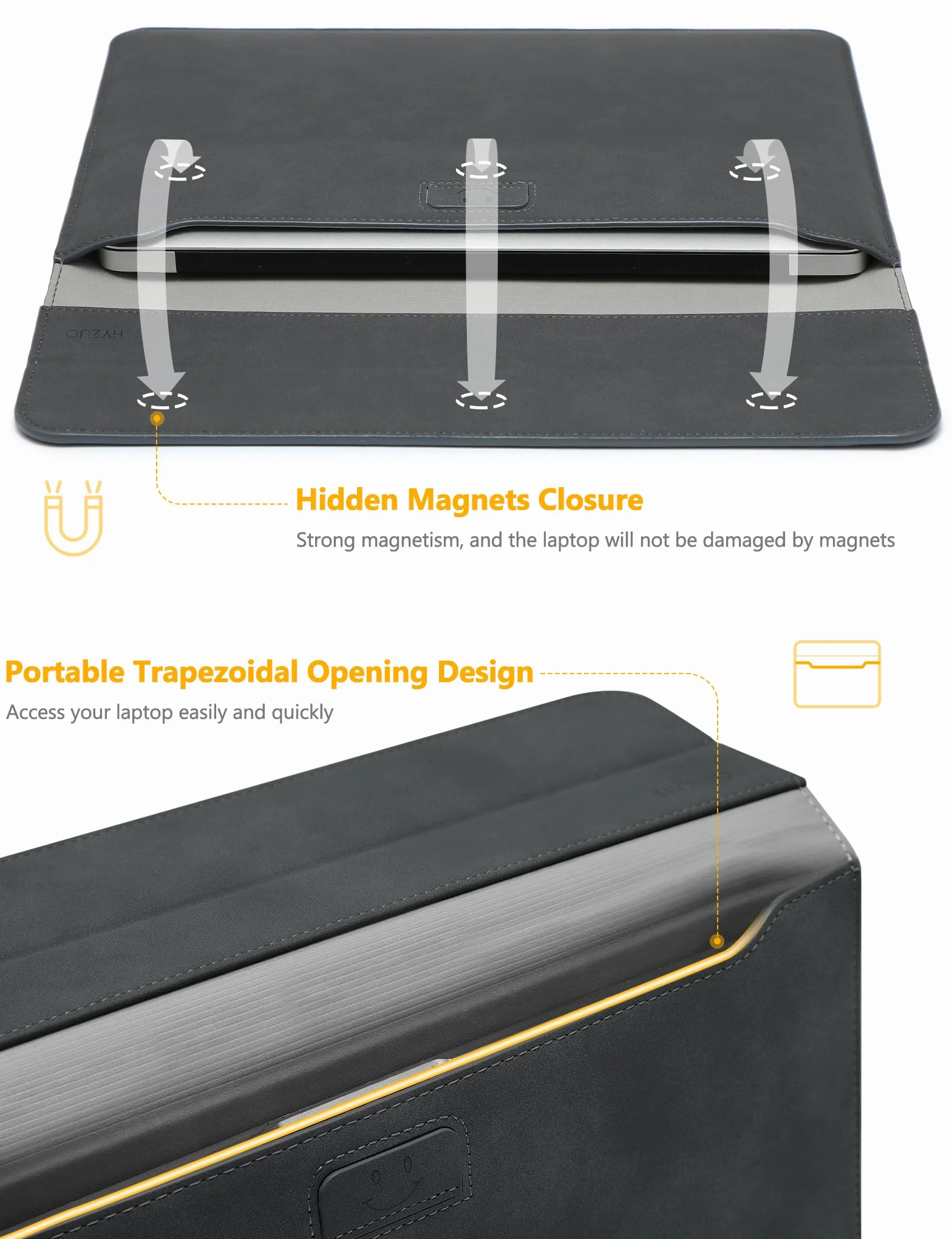HYZUO 13,3-14 Cali Etui Pokrowiec na Laptop z Funkcją Stelaża do MacBook Pro 14 M5/M4/M3/M2/M1 A3426 A3427 2026-2021, MacBook Pro/Air 13,3, 13,5/13,8 Surface Laptop, HP Spectre X360 13,Szary Kosmiczny