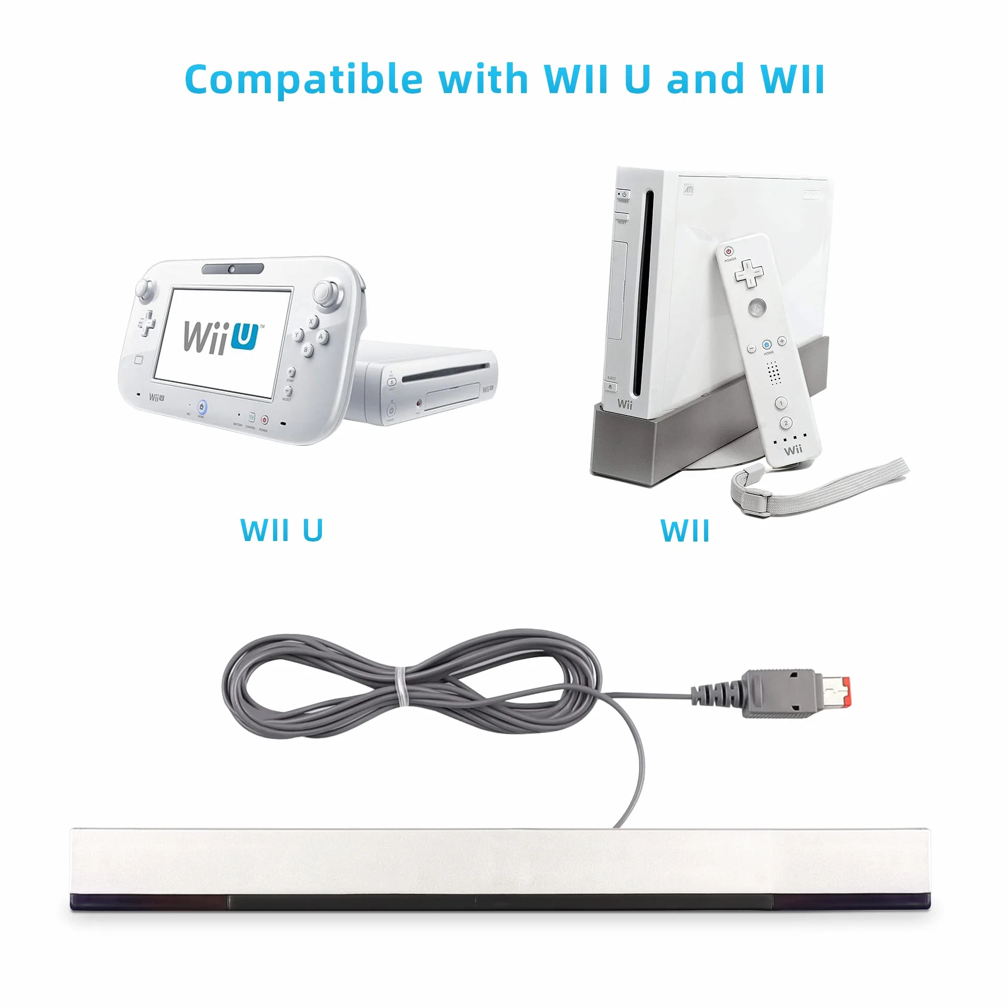 Xahpower Listwa czujników do Wii, zamiennik listwy czujnika podczerwieni LED, kompatybilna z konsolą Nintendo Wii i U