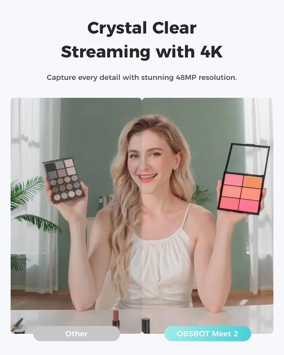 OBSBOT Poznaj 2 kamery internetowe Ultra HD 4K, 1080p przy 60 kl./s, kamera do wideokonferencji z automatycznym wycięciem obrazu AI, USB-C, podwójne mikrofony redukujące hałas, współpracuje z