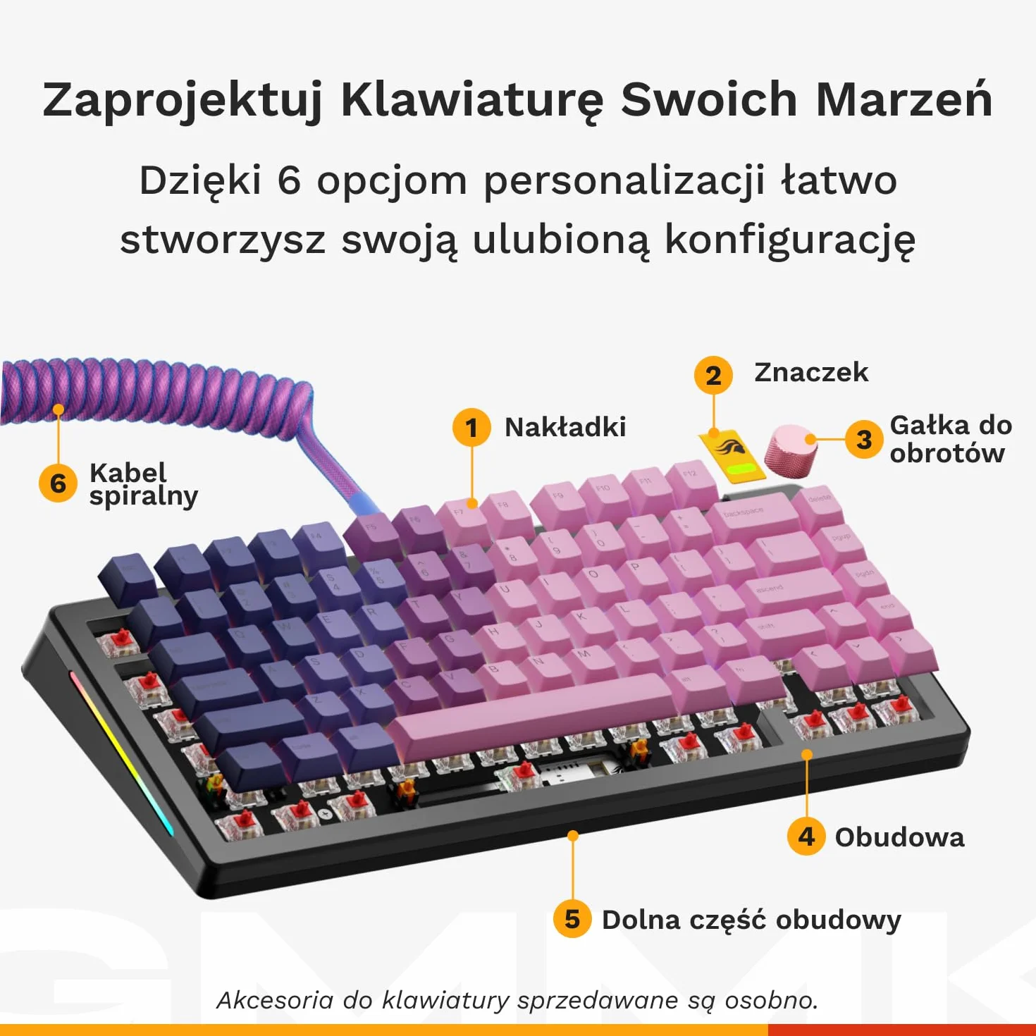 Glorious Gaming - GMMK 3 Barebones: klawiatura z gałką, 75% klawiatura mechaniczna, system uszczelek, przełączniki MX z 5 bolcami z hot swap, pianka dźwiękochłonna, aluminiowy czytnik, ISO - Czarna