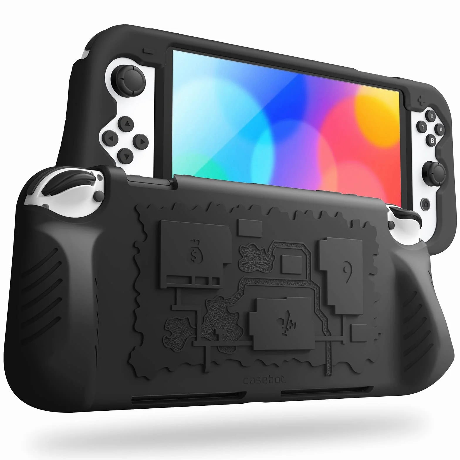 Fintie Etui kompatybilne z Nintendo Switch (model OLED) 2021 – wykonane z miękkiego silikonu, antypoślizgowe, odporne na uderzenia etui ochronne z 3 uchwytami na karty do gry, ergonomiczny uchwyt,