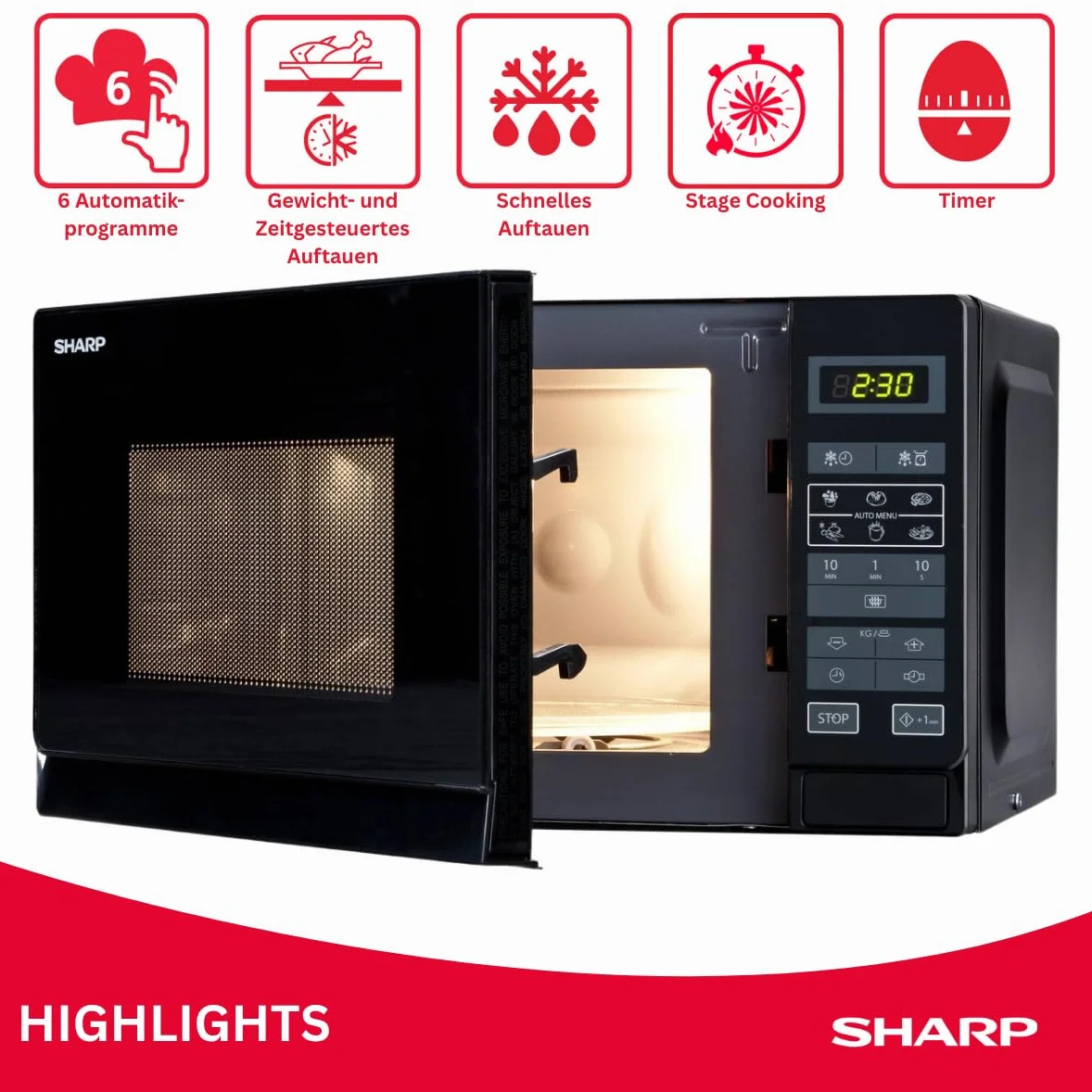 Sharp R-242 BKW Kuchenka mikrofalowa 20 l Czarny