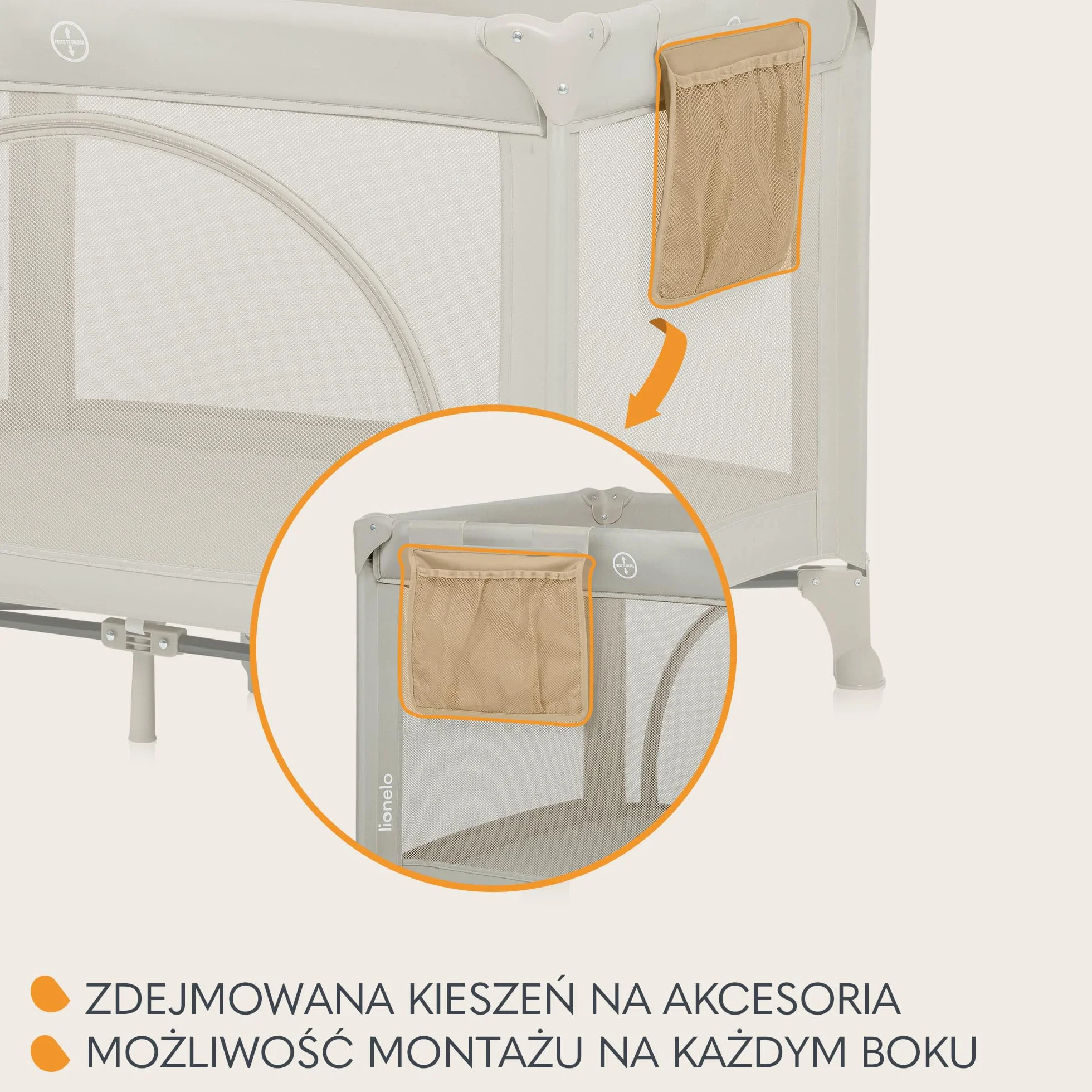 LIONELO LAURA Łóżeczko Turystyczne 2w1 Kojec dziecięcy do 15 kg 0-36 miesięcy Piankowy Materac T25 2 Poziomy Wysokości Torba Podróżna Koła z Hamulcem