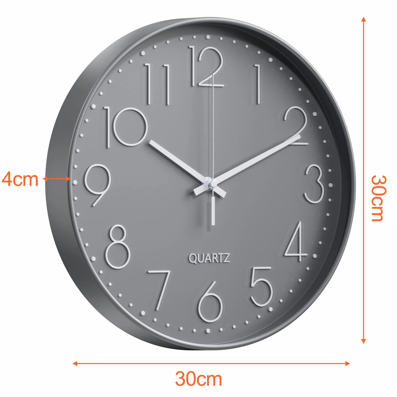 Uootach Zegar ścienny 30 cm (12 cali) nowoczesny cichy zegar ścienny, cichy mechanizm kwarcowy nowoczesny, minimalistyczny design, czarny, do salonu, kuchni, biura, sypialni(gray)
