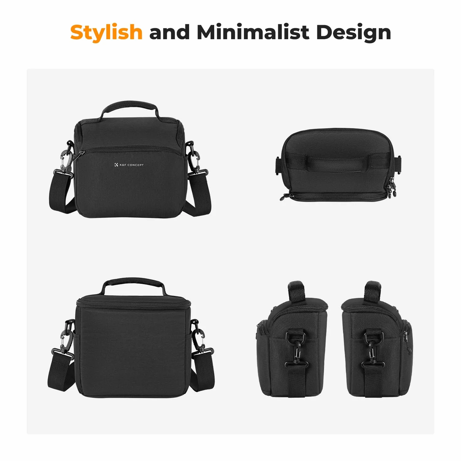 K&F Concept Torba na aparat, mała torba na aparat crossbody, DSLR/SLR, bez lustra, kompaktowe torby fotograficzne na ramię dla fotografów, Czarny, Plecaki na ramię