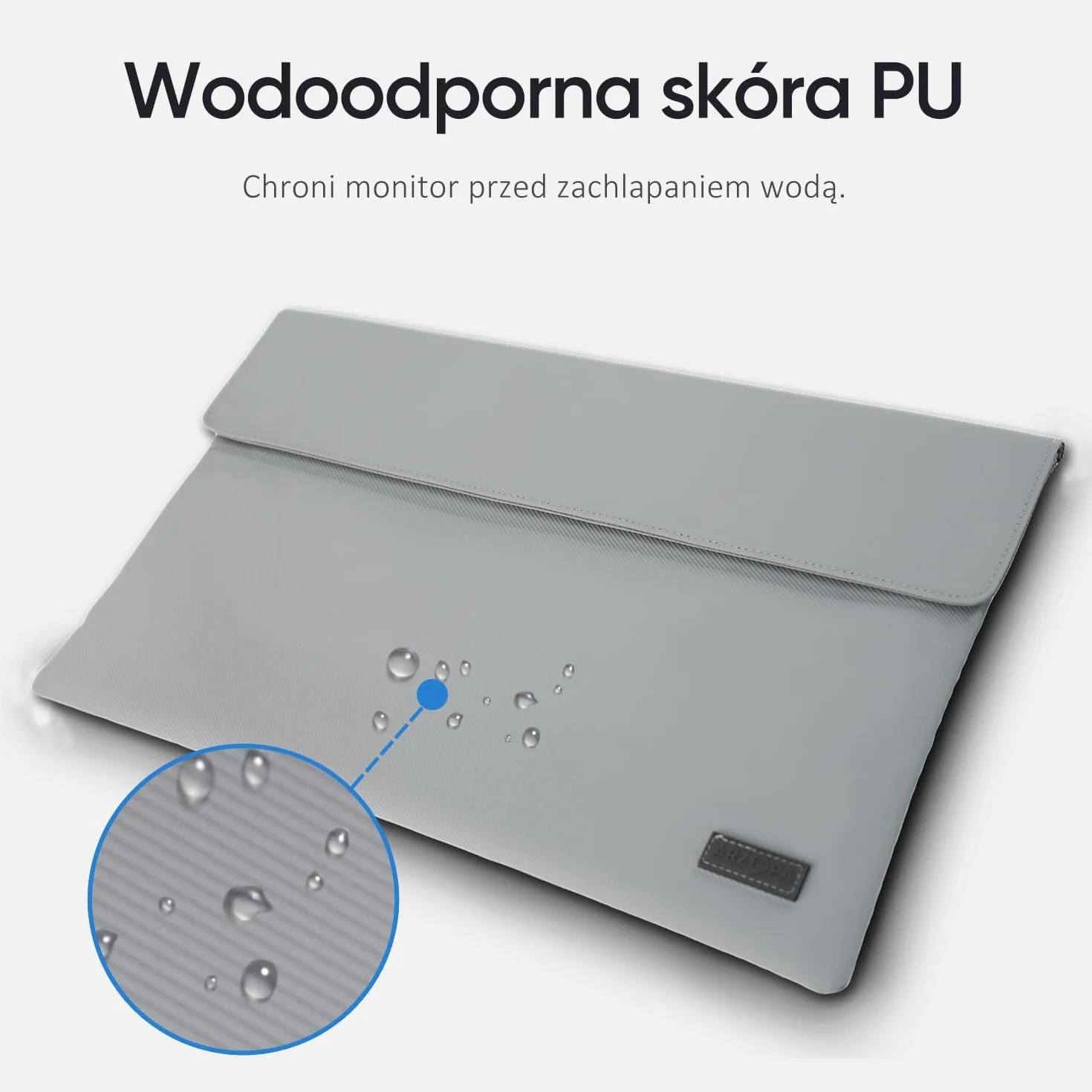 Przenośna torba na monitor ARZOPA 17,3"skóra PU,wodoodporny materiał,materiał podstawy,miękka podszewka,mocne zamknięcie magnetyczne,możliwość zwinięcia do przechowywania,łatwa do przenoszenia szary