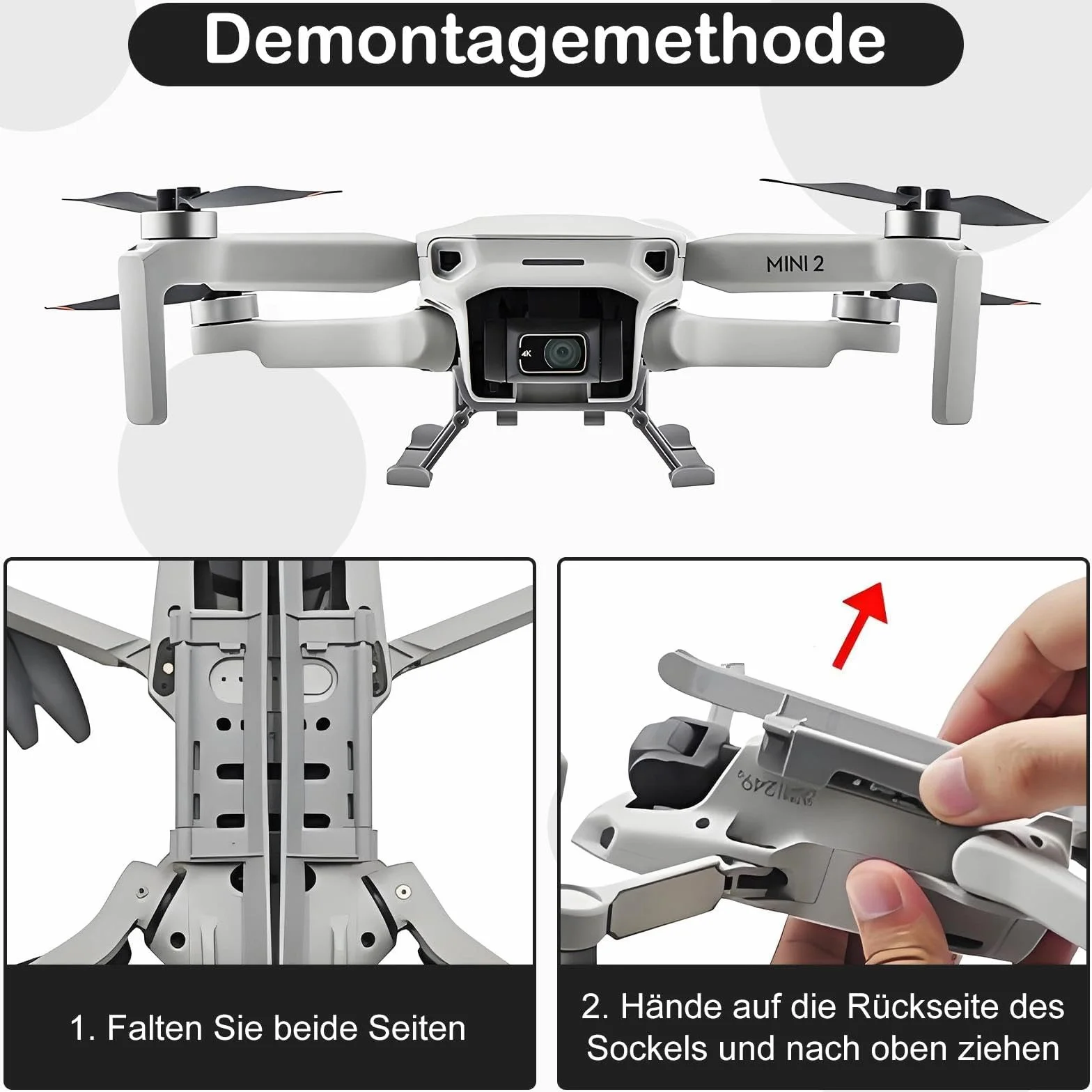 Składane przedłużki biegów, nóżki do lądowania, rozszerzenia przekładni lądowej, do DJI Mini 4K/2/SE/Mavic Mini, kolor szary