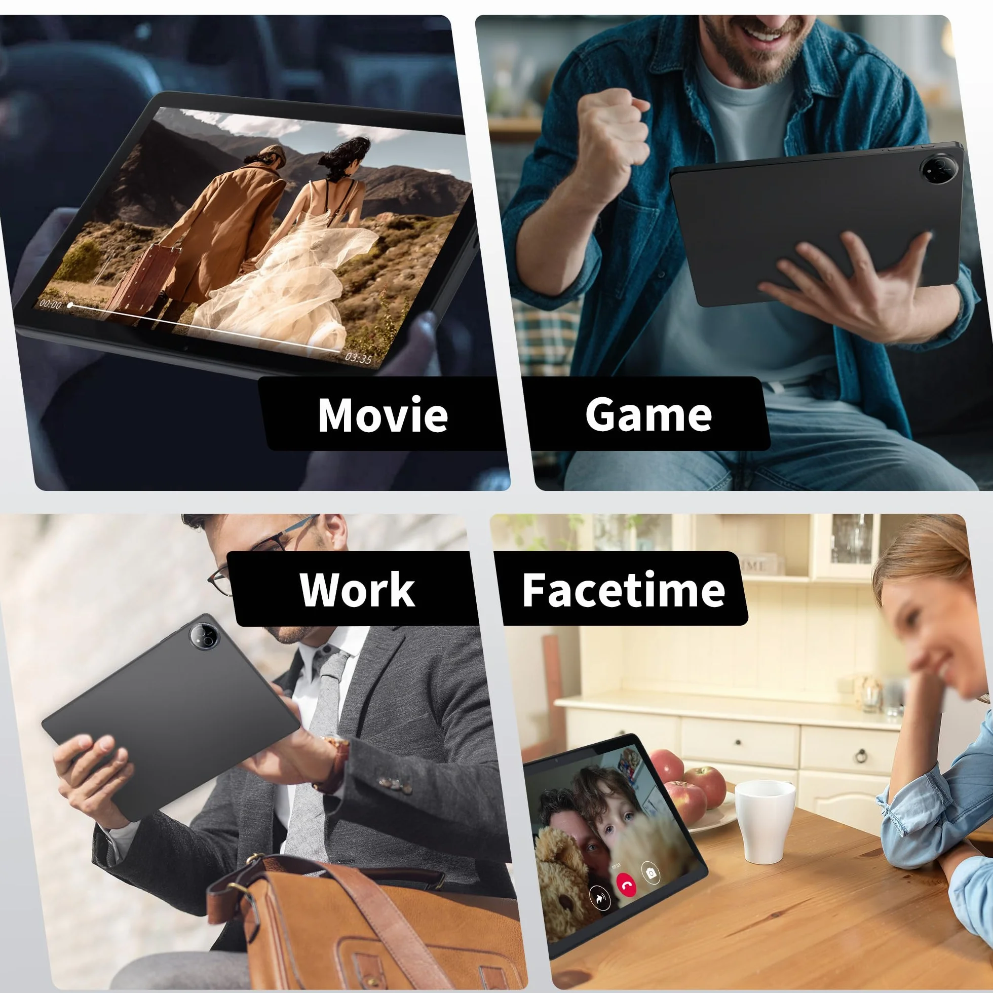 Veidoo Tablet 27.9 cm, tablet z systemem Android z 8 GB (rozszerzenie 4+4) RAM, 128 GB ROM, 1 TB Expand, ekran dotykowy HD 1280 x 800, procesor Octa-Core, WiFi 6, BT 5.0, podwójny aparat (szary)