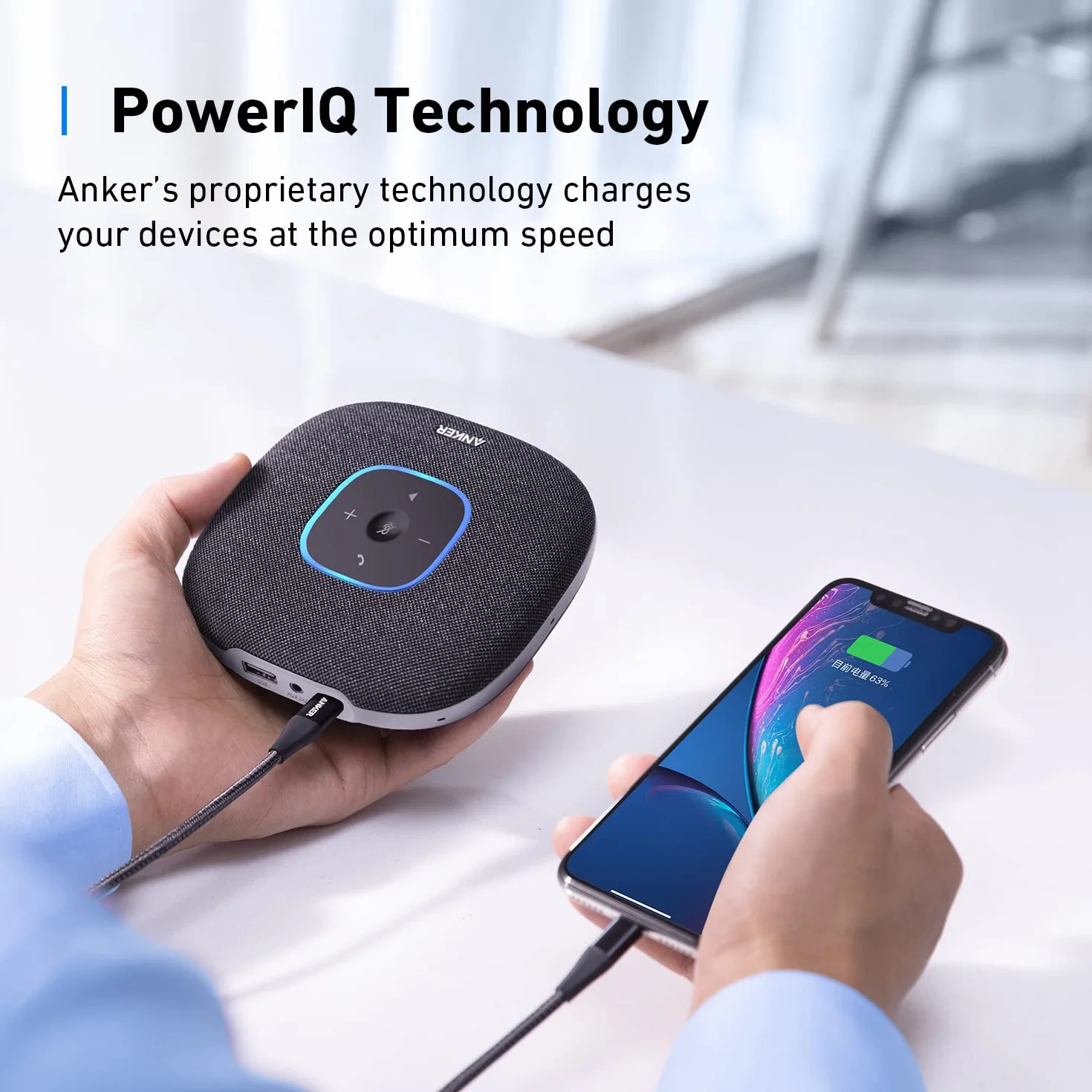 Anker PowerConf S3 głośnik konferencyjny, 6 mikrofonów, inteligentne nagrywanie dźwięku, akumulator 24 godziny, aplikacja Soundcore, Bluetooth 5, USB-C, do biura i biura domowego (czarny)