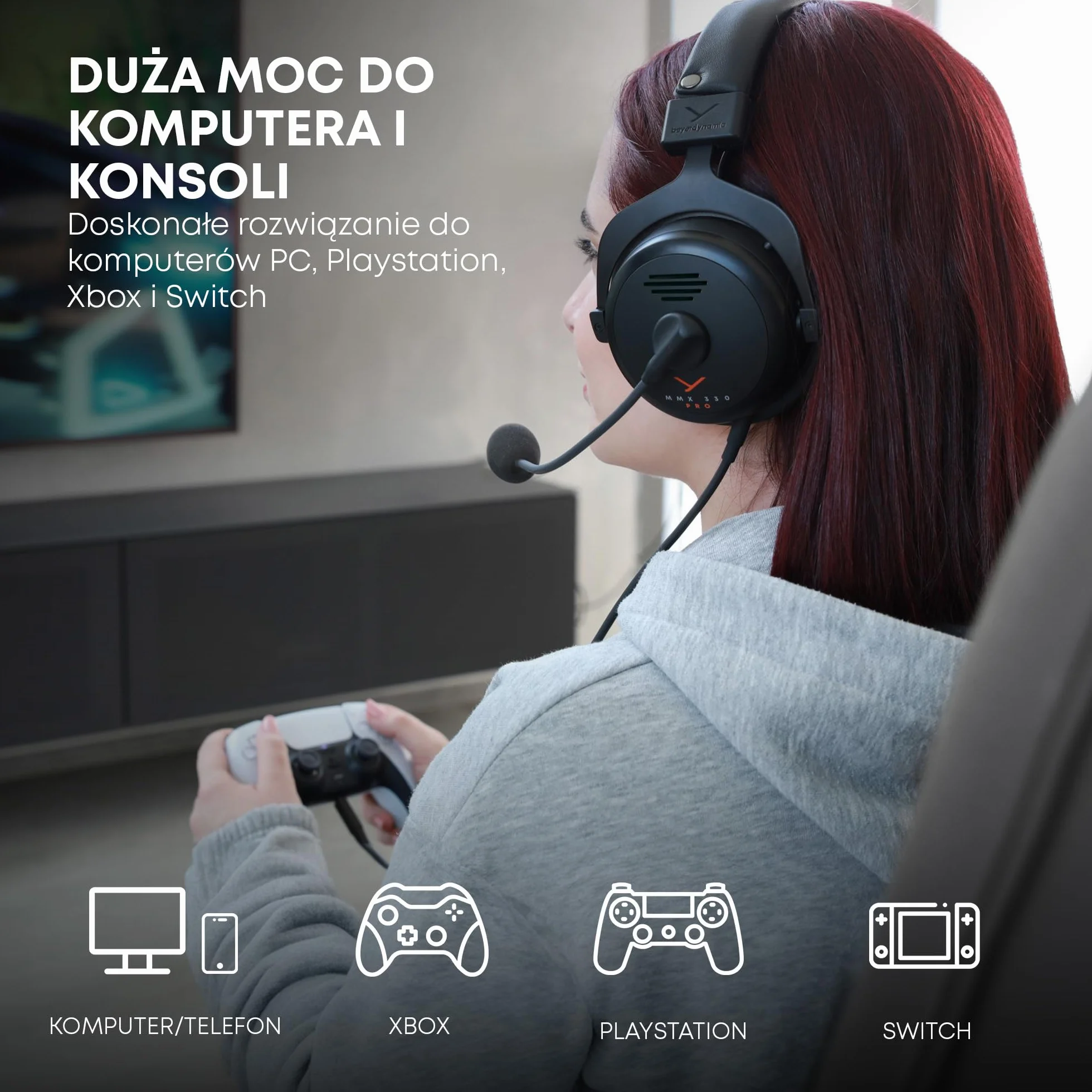 beyerdynamic MMX 330 PRO otwarte słuchawki gamingowe z przetwornikiem STELLAR.45 i mikrofonem pojemnościowym, przewodowe słuchawki gamingowe Made in Germany