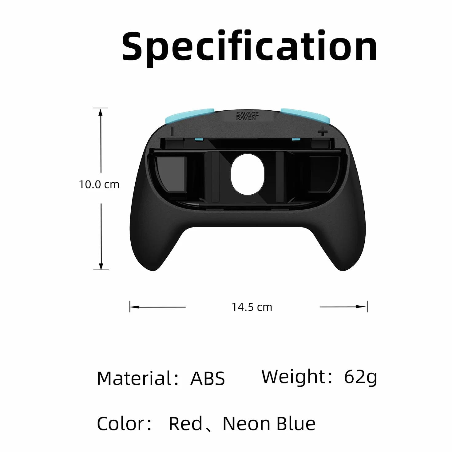 SAVAGE RAVEN od Skull & Co. MiniGrip uchwyt do ręki dla Nintendo Switch 2 kontrolerów Joy-Con, uchwyt do uchwytu w kolorze neonowo niebiesko-czerwonym, 1 para, kompatybilny z Switch 2 Jon Con