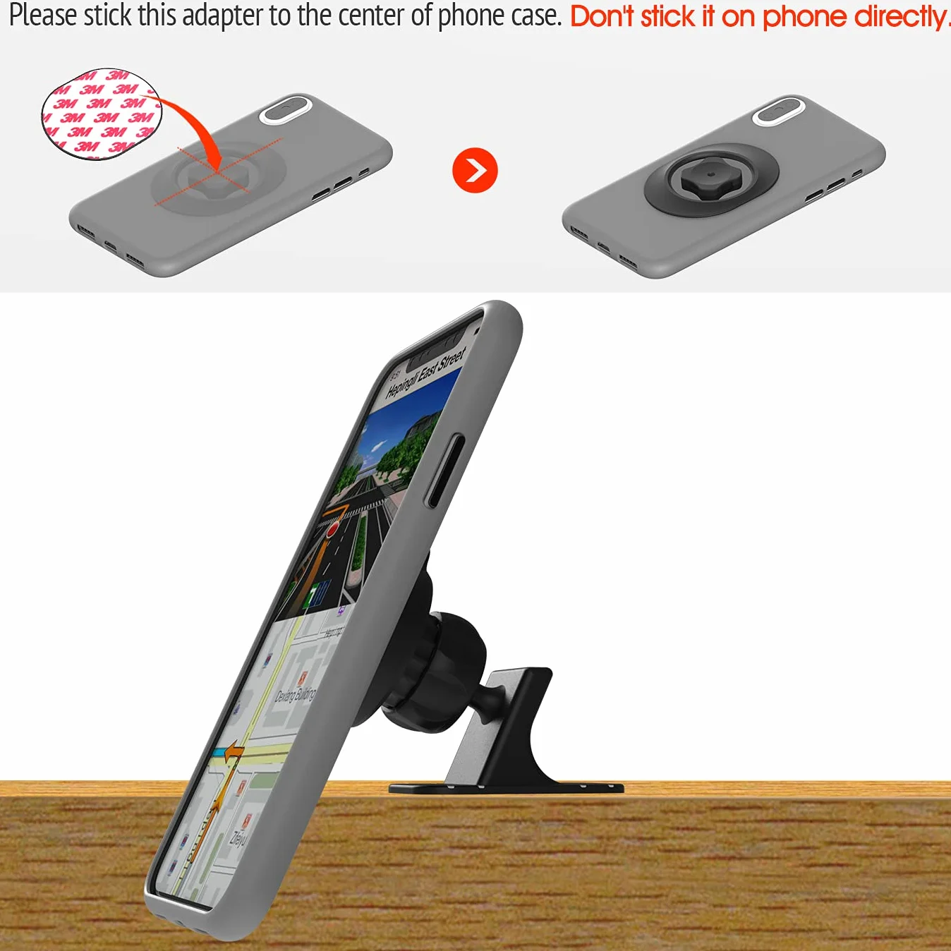 Uchwyt na telefon samochodowy bez magnesu, mocowany na desce rozdzielczej, uniwersalny uchwyt na telefon komórkowy z możliwością obrotu o 360°, najsilniejszy klej VHB, 【Seria C - 1. Generacja】