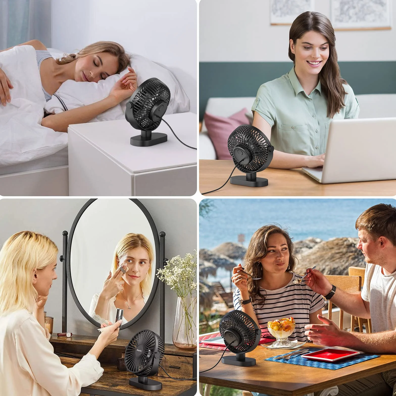 EasyAcc Mini wentylator stołowy USB przenośny wentylator biurkowy do biura, 4 prędkości, do biura, podróży, w Wielkiej Brytanii