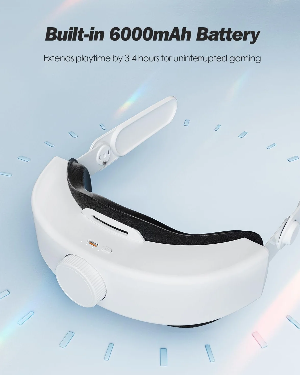 SUPERUS Regulowany Pasek na Głowę Baterii dla Quest 2 ze Słuchawkami, Akcesoria Zastępcze do Meta/Oculus Quest 2