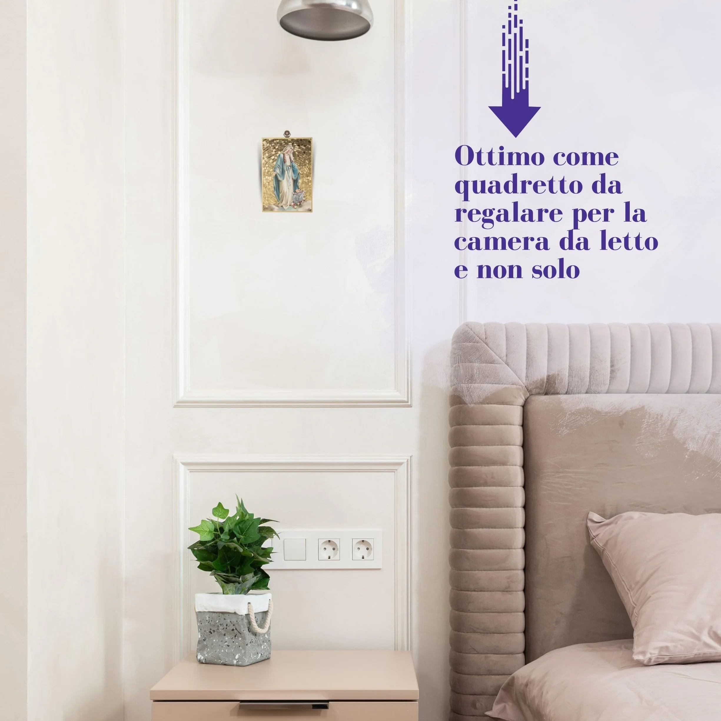 BRATELLI BONELLA - obraz Madonna Cudowna i Horacja Bardzo skuteczny w języku włoskim - obraz drewna MDF z topoli, obraz Madonny, sypialnia, 8 mm x 10 cm x 15 cm, wyprodukowano we Włoszech