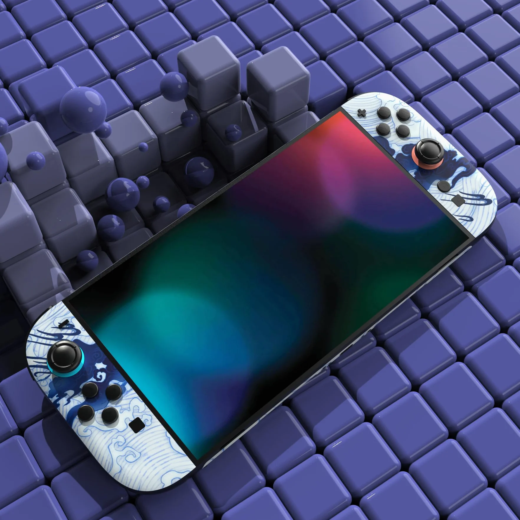 PlayVital Naklejka do Switch 2 Konsolę & Kontroler & Grip i Dock, Folia Ochronna do Switch 2–Porcelana w Stylu Qinghua