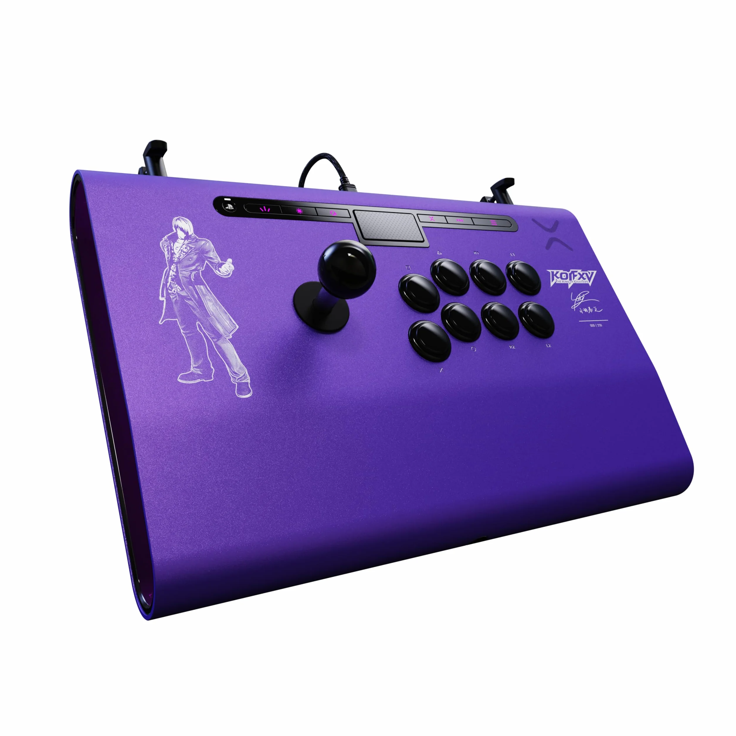 PDP Victrix Pro FS Playstation Fight Stick for PS4, PS5, PC, Durable Aluminum, Sanwa Denshi Buttons, Ergonomic Wrist Slope, Detachable Joystick, Tournament Grade for Fighting Games KOF Iori