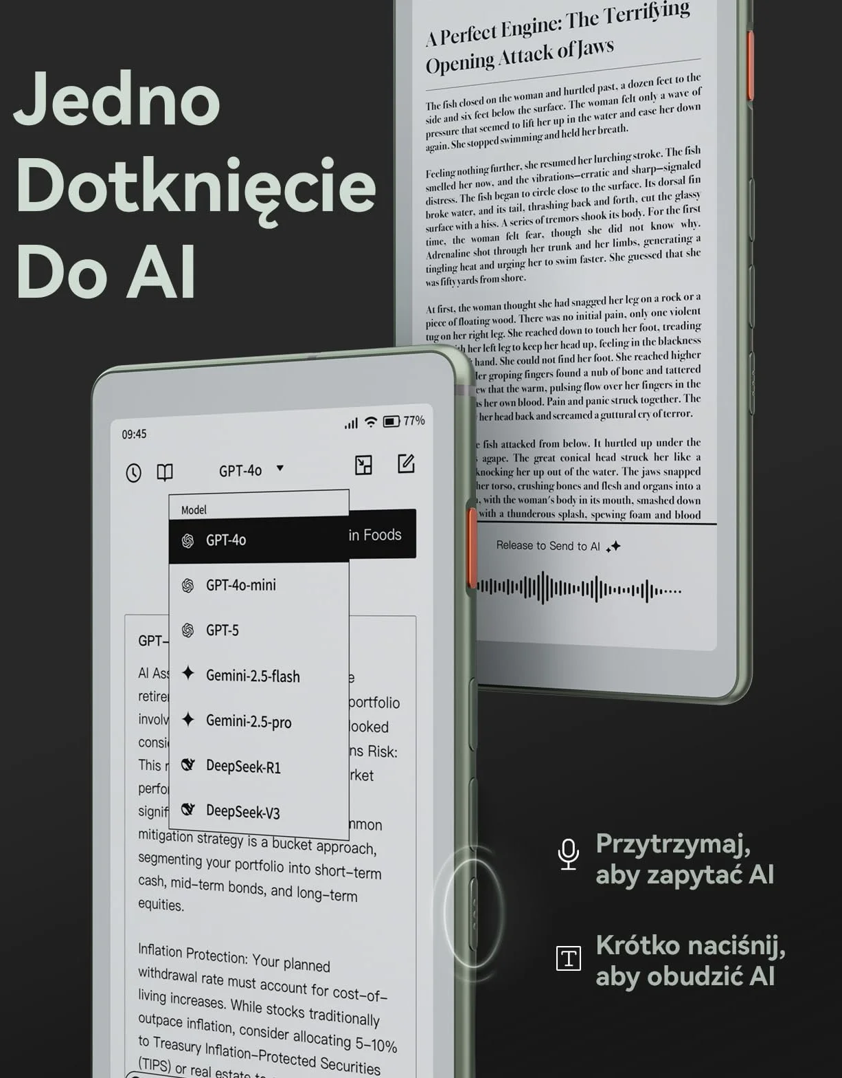 VIWOODS 6,13’’ AiPaper Reader z łącznością 4G, ultracienkie i lekkie urządzenie eReader E Ink, zintegrowana sztuczna inteligencja, 300 PPI, regulowane przednie podświetlenie, 128 GB pamięci