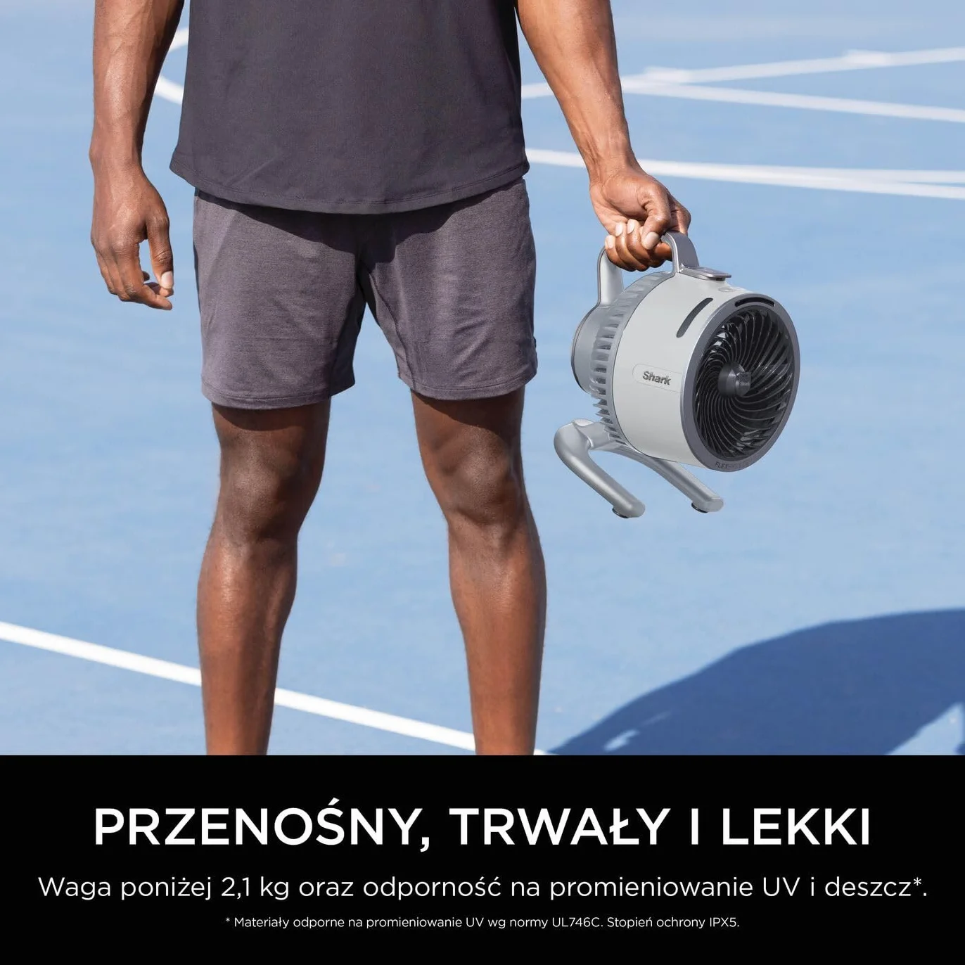Shark FlexBreeze HydroGo – mocny wentylator przenośny z mgiełką, wewnątrz i na zewnątrz, cichy i trwały, przewodowy i bezprzewodowy, kompaktowy i lekki, 5 poziomów prędkości, Gołąb FA050EUDV