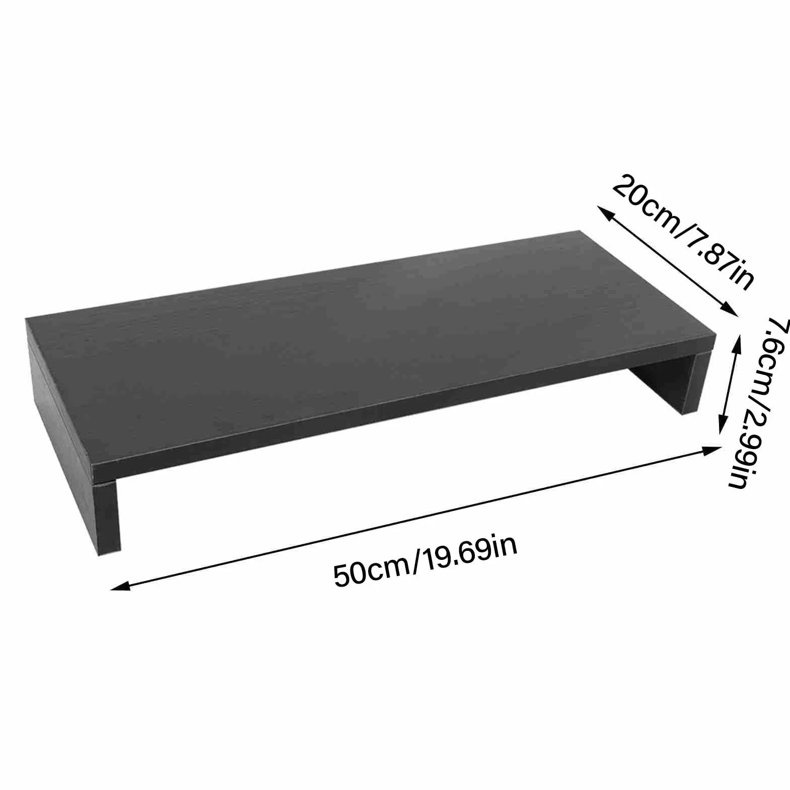 Podstawka pod monitor z drewna, organizer na biurko, LED, LCD, podwyższenie monitora komputera, notebooka, TV, uchwyt, organizer, regał, 50 x 20 x 7,7 cm (czarny)