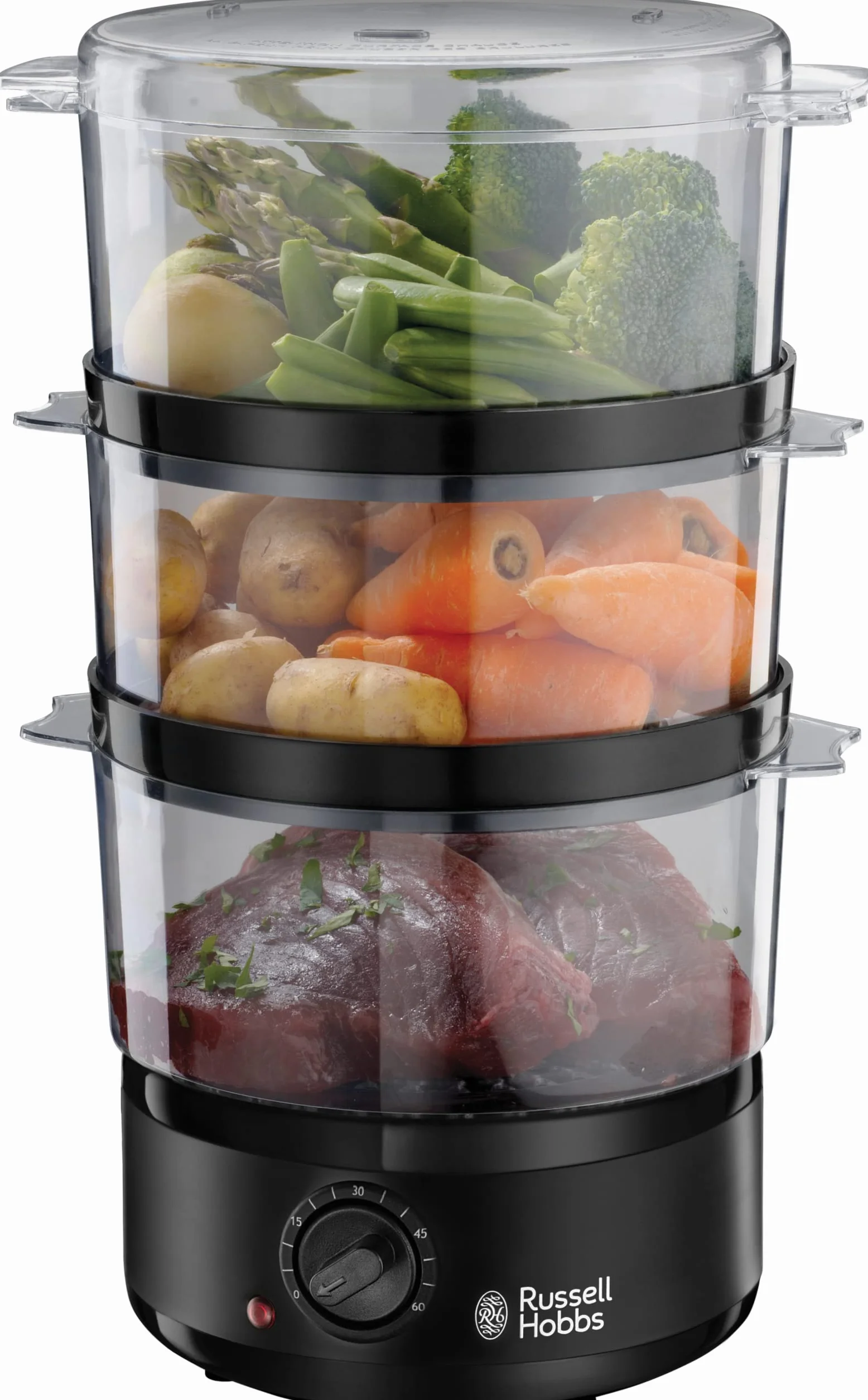 Russell Hobbs Parowar 7l, bez BPA, timer 60 minut, automatyczne wyłączanie, Matte Black 26530-56