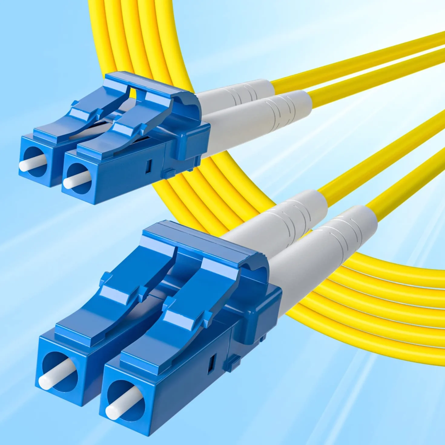 Fiber Patch Cable - LC to LC OS2 10Gb/Gigabit Singlemode Jumper Duplex 9/125 LSZH Fiber Optic Cord for SMF SFP Transceiver, Yellow, 0.5-Meter(1.65ft)