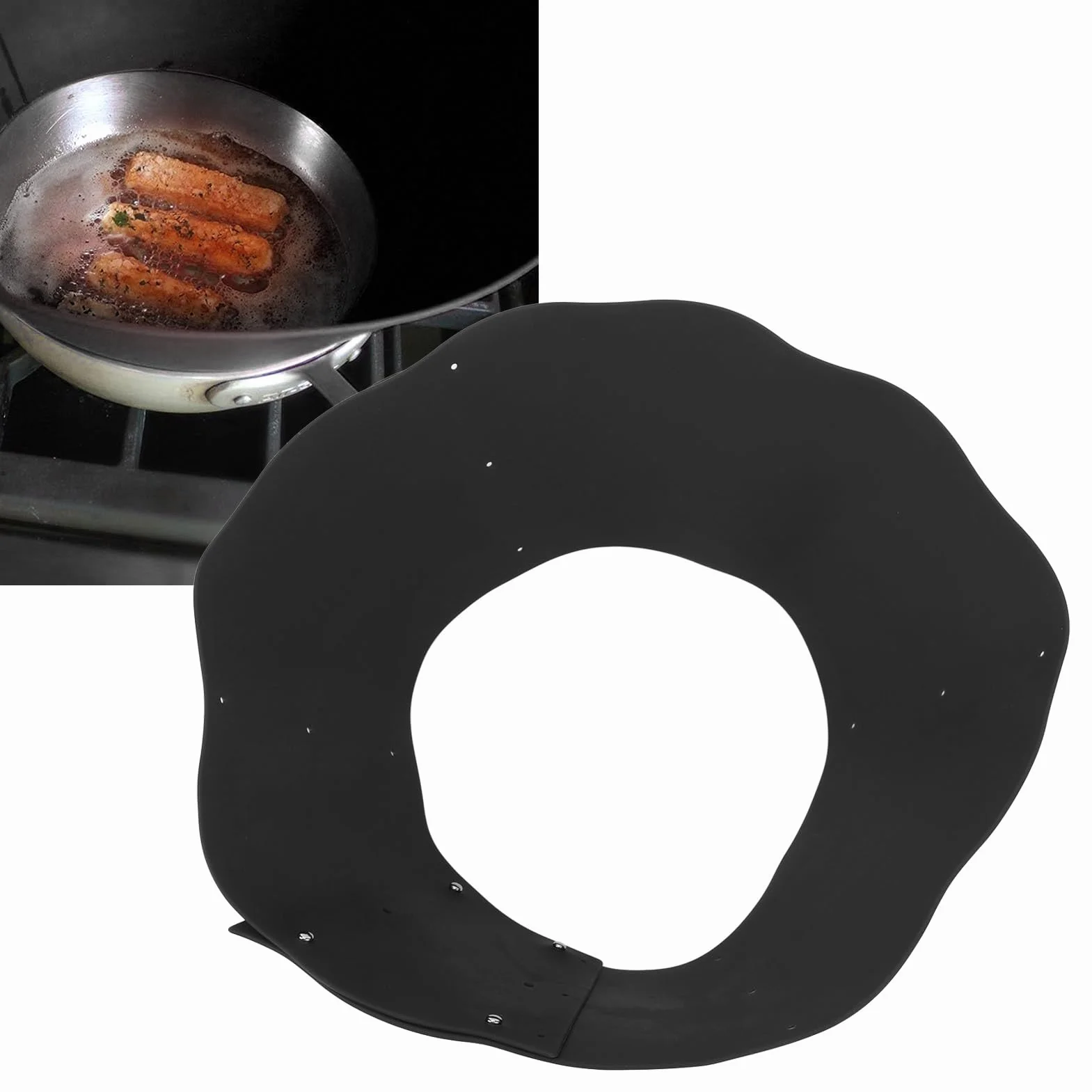 Silikonowa Osłona Przeciwbryzgowa, Silikonowa Osłona Przeciwbryzgowa do Patelni Garnek DIY Regulowana Osłona Przeciwbryzgowa Oleju do Kuchni Codziennego Gotowania (BLACK)