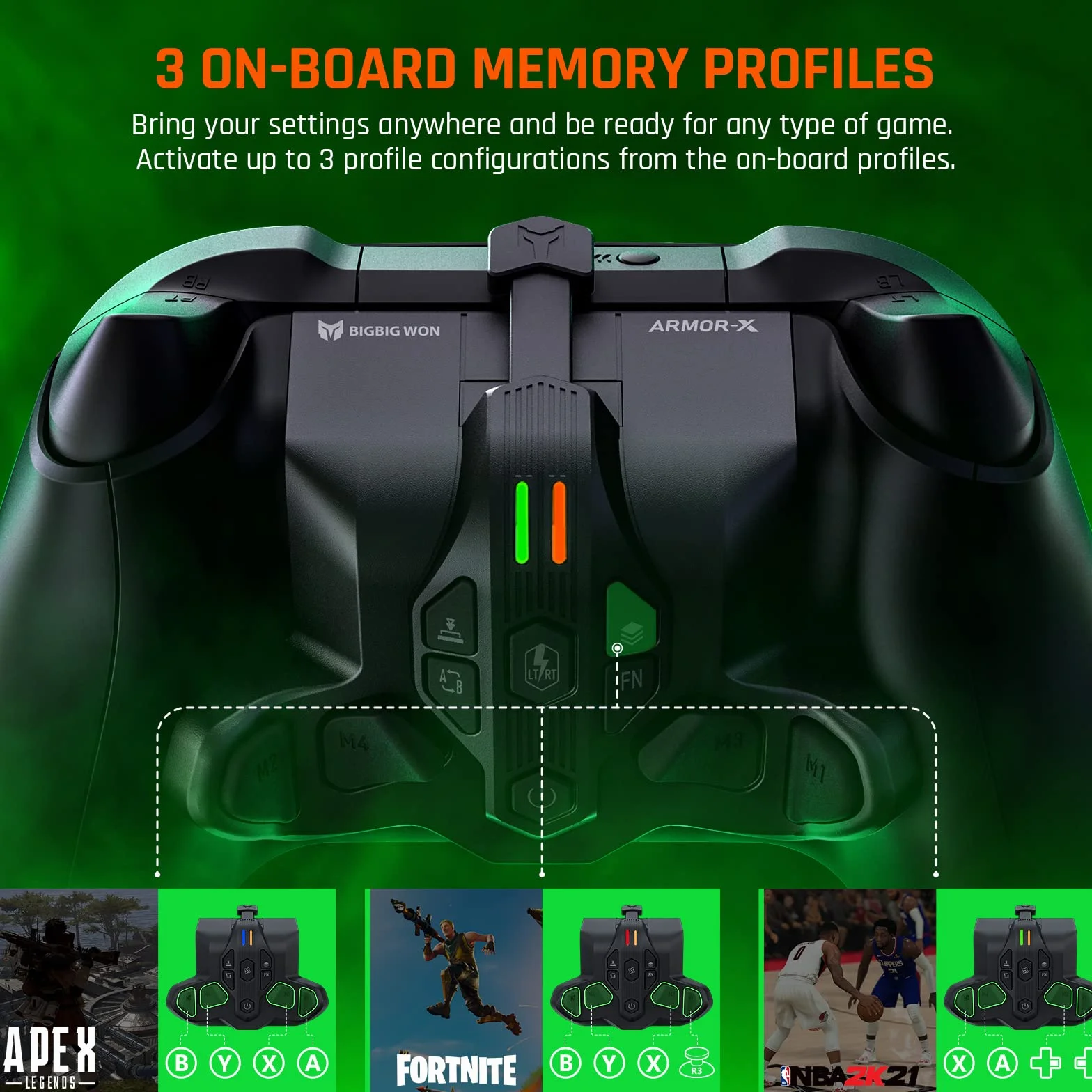 Wiosła do kontrolera Xbox Series X|S, BIGBIG WON ARMOR-X do Xbox Series gra na Xbox Series X|S/Xbox One/Switch/Win, bezprzewodowe mapowanie załączników przycisków tylnych|makro|wiosło kontrolera turbo