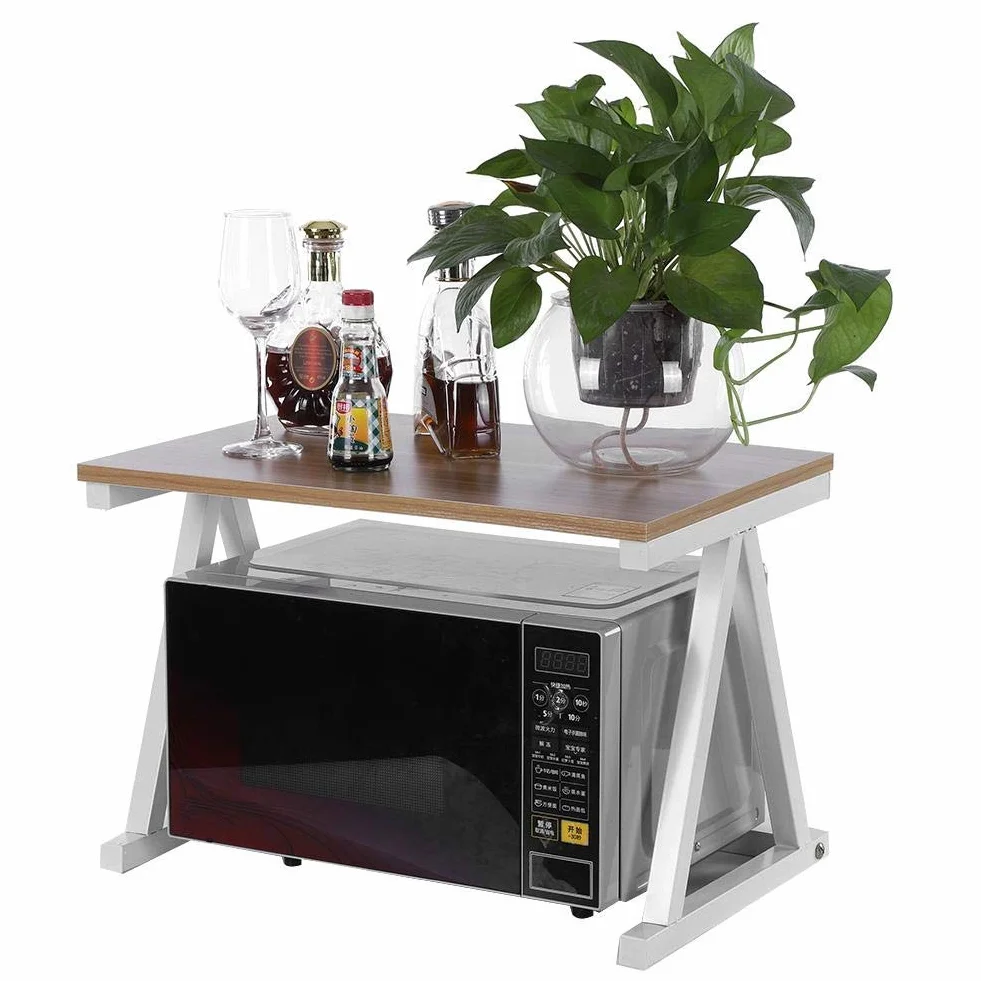 GOTOTOP Drewniany regał do mikrofalówki 57 cm biały