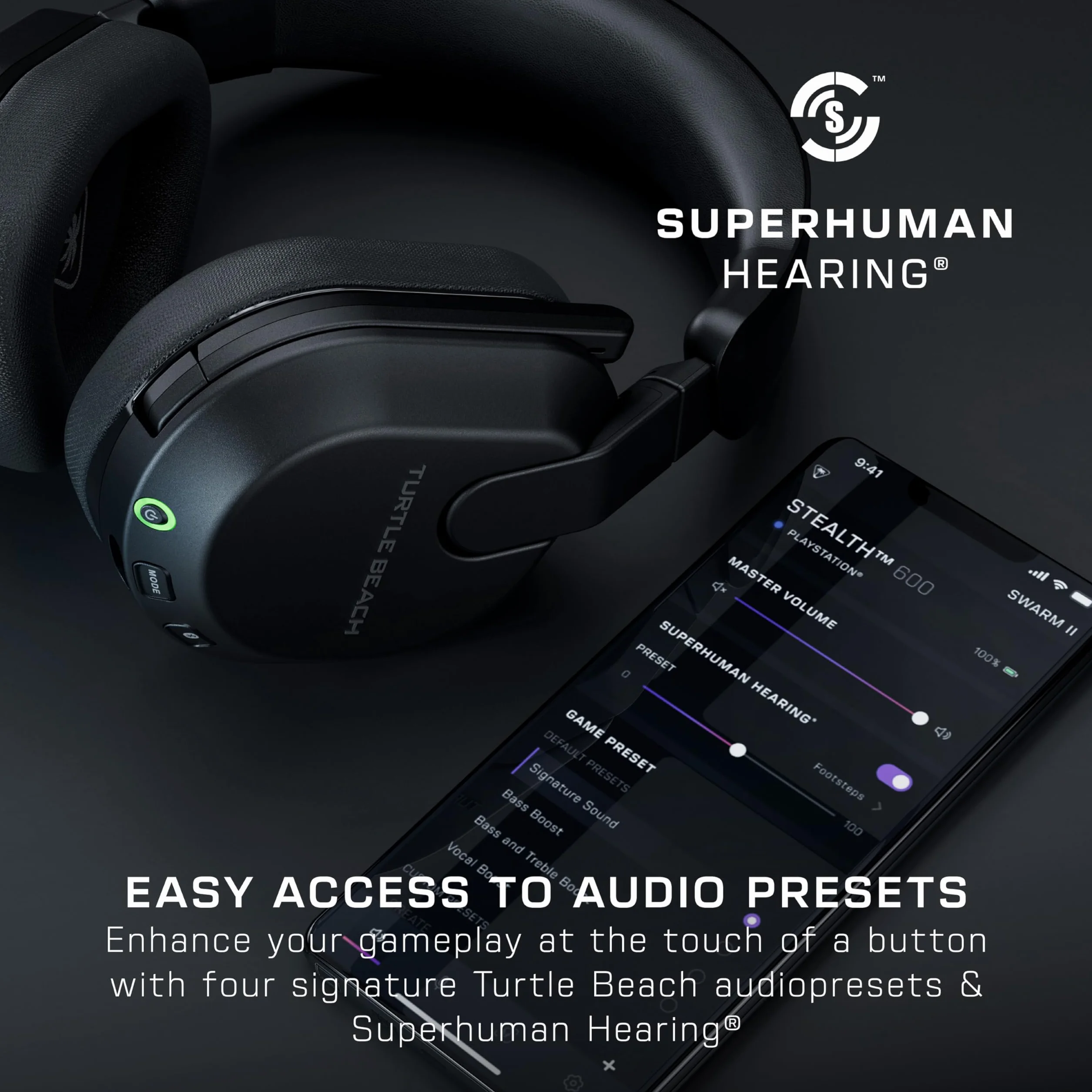 Turtle Beach Stealth 600 Czarny PC Bezprzewodowe Słuchawki Gamingowe w/ 80hr Bateria, Przetworniki 50mm & Bluetooth na PC, PS5, PS4, Nintendo Switch and Mobile