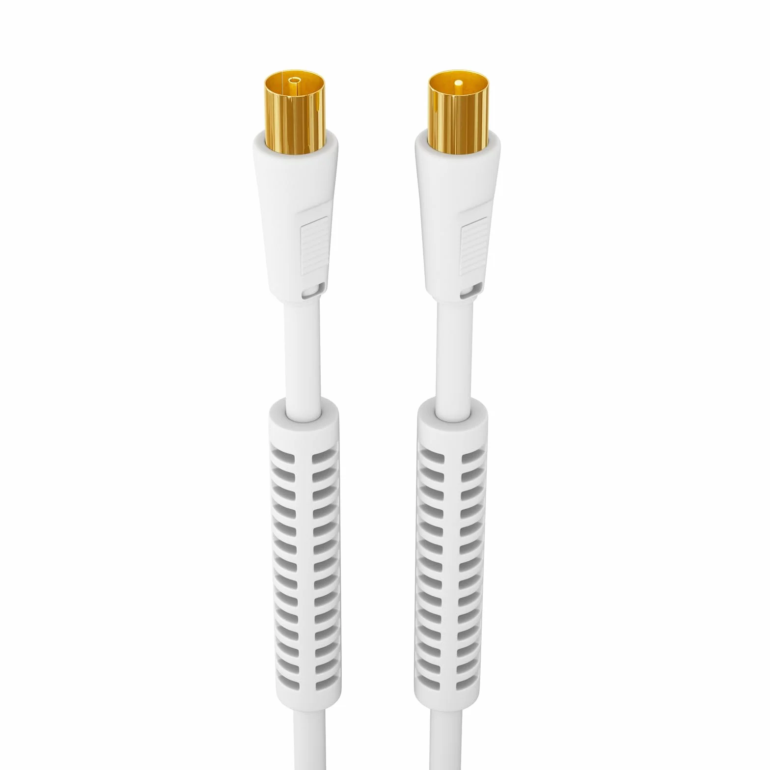 HB-Digital Kabel antenowy HDTV 1 m, kabel koncentryczny do żeńskiego pozłacanego kabla koncentrycznego, z filtrem prądu osłonowego z 2 rdzeniami ferrytowymi, biały