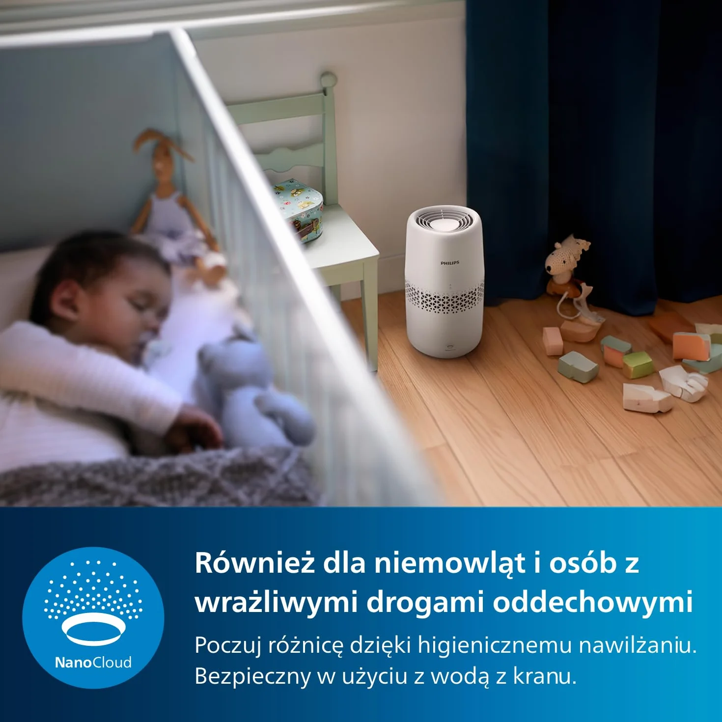 Philips Nawilżacz Ewaporacyjny Serii 2000 2L 190ml/h 31m² 32dB Biały HU2510/10