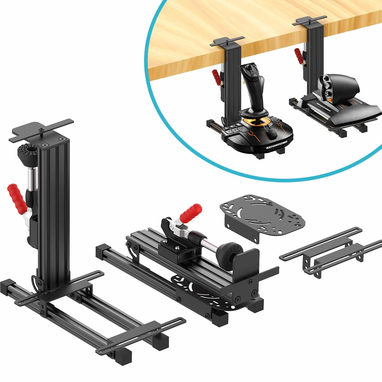 2 Zestaw uniwersalny uchwyt biurkowy dla Joystick, przepustnicy i systemów Hotas Flight Sim kompatybilny z Logitech X56, X52, Thrustmaster T.16000M, Thrustmaster TCA i tak dalej