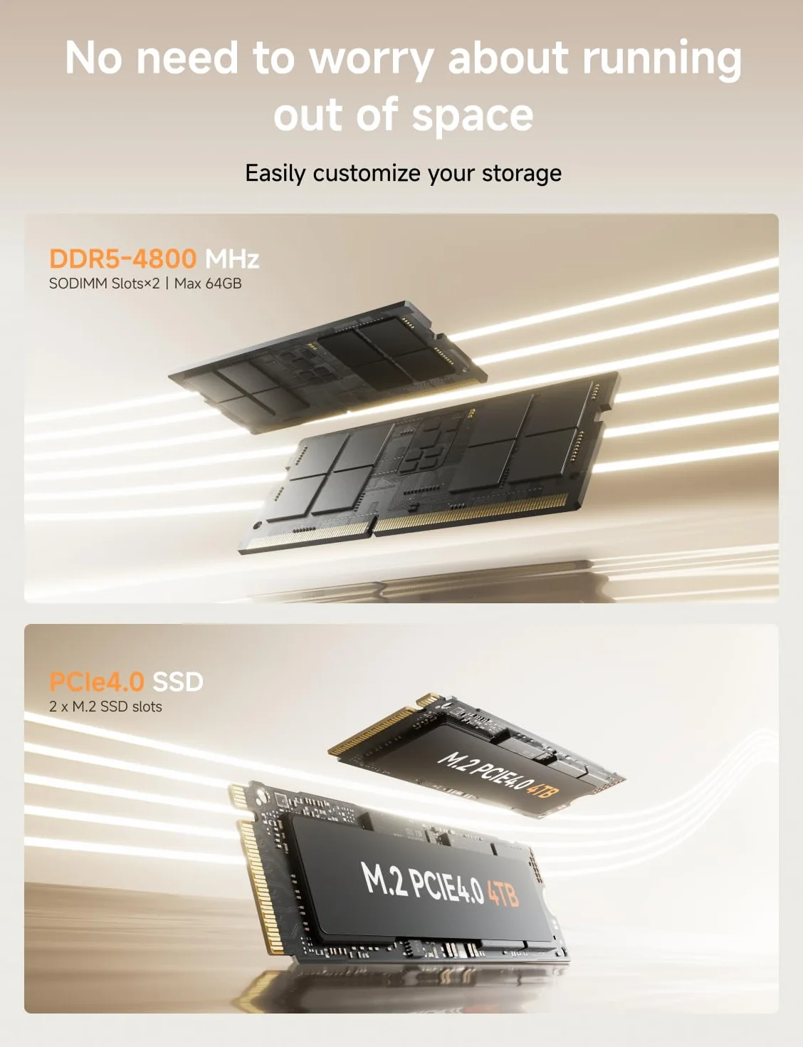MINISFORUM UM760 Slim Mini PC, procesor AMD Ryzen 5 7640HS (6 rdzeni/12 wątków, do 5,0 GHz), 16 GB pamięci RAM DDR5 i dysk SSD PCIe 4.0 o pojemności 1 TB, 8K@60Hz HDMI 2.1/ USB4, WIFI6E/BT5.2