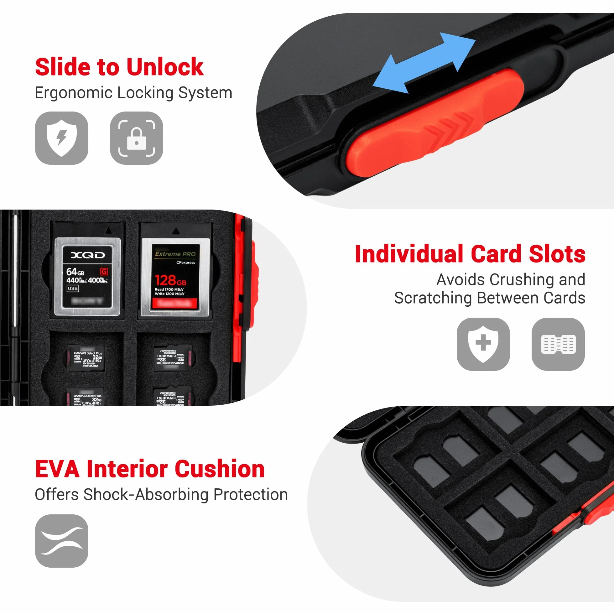 Pop Up Style XQD Cfexpress etui na karty typu B, 36 przegródek na karty pamięci, portfel na 12 kart XQD Cfexpress typu B i 24 karty Micro SD SDXC SDHC TF MSD, przenośne etui na karty pamięci microSD