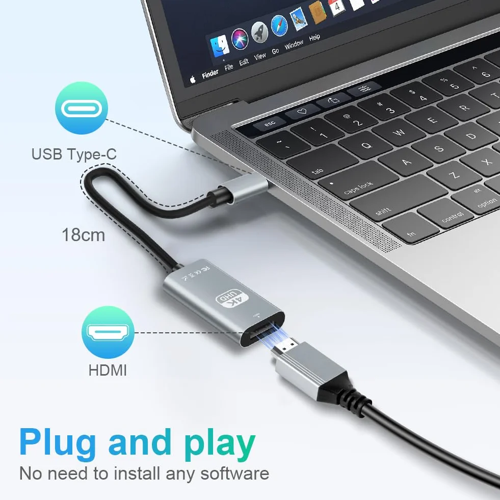 AXFEE Adapter USB C na HDMI, adapter 4K przy 30 Hz typu C na HDMI, konwerter Thunderbolt 3 na HDMI, kompatybilny z telefonem z serii 15, MacBook Pro/Air, i-Pad Pro, Surface Book