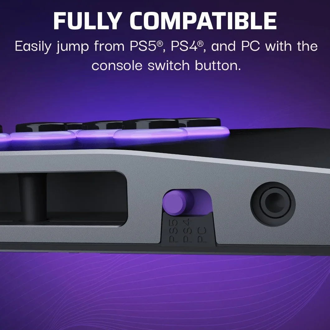 Turtle Beach Victrix Pro KO Leverless All Button Fight Stick for PlayStation 5, Officially Licensed PS5|PS4, Windows 10/11 PC, Customizable eSports Tournament Ready Controller, Gray
