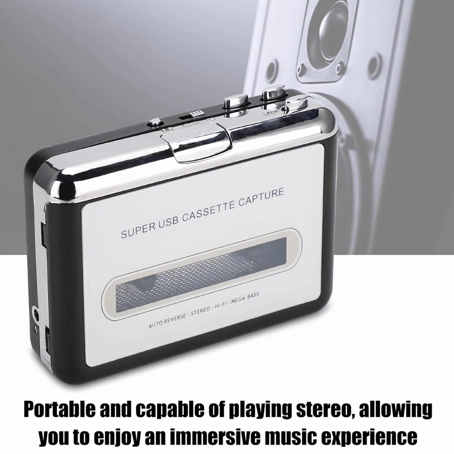 Odtwarzacz kaset audio, konwerter kaset USB na MP3, odtwarzacz muzyczny ze słuchawkami, kompatybilny z laptopami