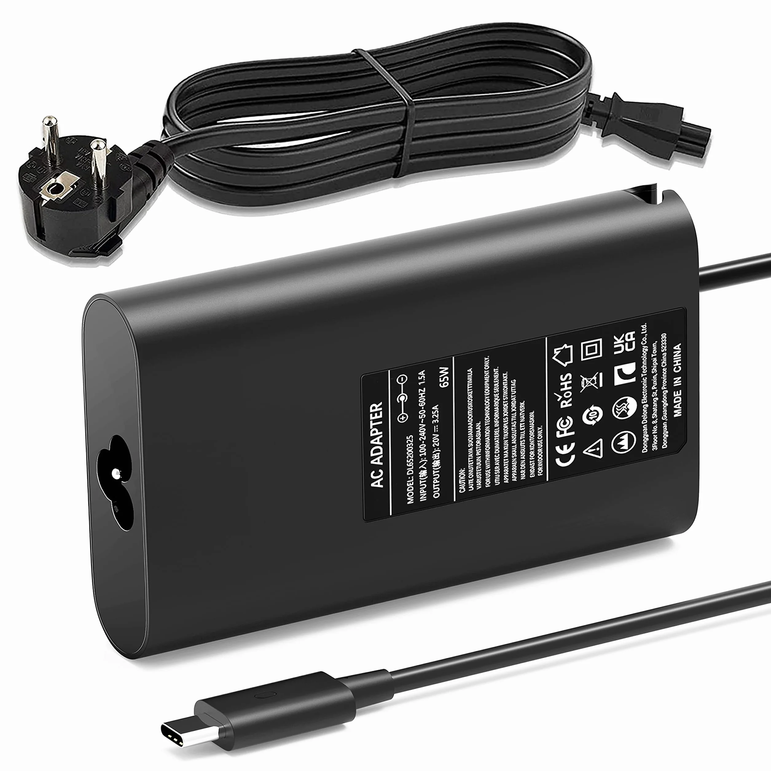 65 W kabel do ładowania laptopa USB C, zasilacz kompatybilny z Dell Latitude 5420 5410 5520 5320 5440 7490 7420 7410 7320 7370 XPS 12 13 9250 9350 9360 9370 9370 80 Chromebook 80 3100 5300 typ C