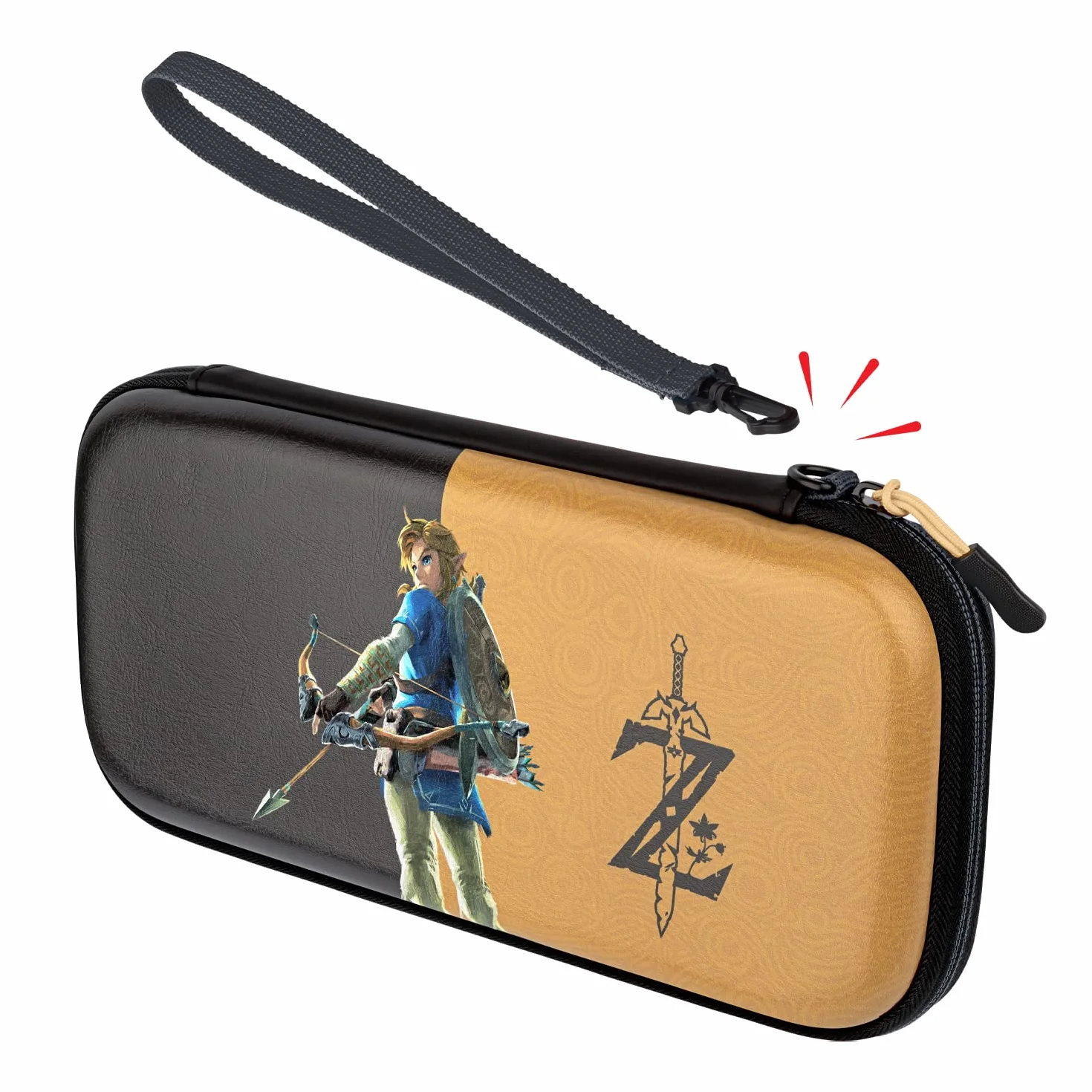PDP Gaming Oficjalnie Licencjonowany Switch Slim Deluxe Travel Case - Zelda Breath of the WIld - Semi-Hardshell - Console Stand - Protective PU Leather - Holds 14 Games - Works z Switch OLED and Lite