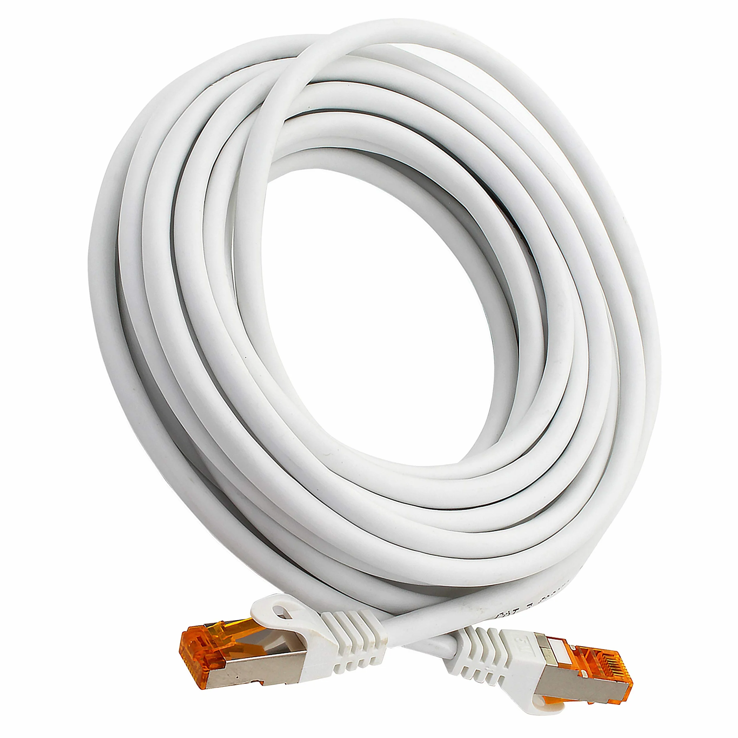 1aTTack.de 0,5 m - Kabel sieciowy Cat.7 biały - 5 sztuk Kabel Gigabit Ethernet LAN 10000 Mbit Kabel Cat7 S FTP PIMF ekranowany LSZH Surowy kabel Cat.7 Rj45 Cat 6a wtyczka - 5 x 0,5 metra