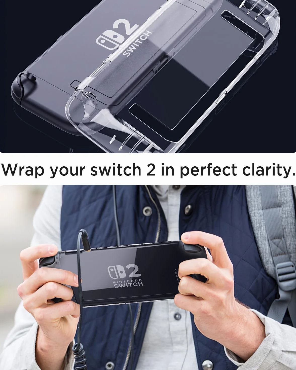 Miimall Przezroczyste etui kompatybilne z Nintendo Switch 2 2025, elastyczne tworzywo TPU, odporne na zarysowania, uderzenia, odporne na kurz, olejoodporne, ultracienkie, przezroczyste etui ochronne