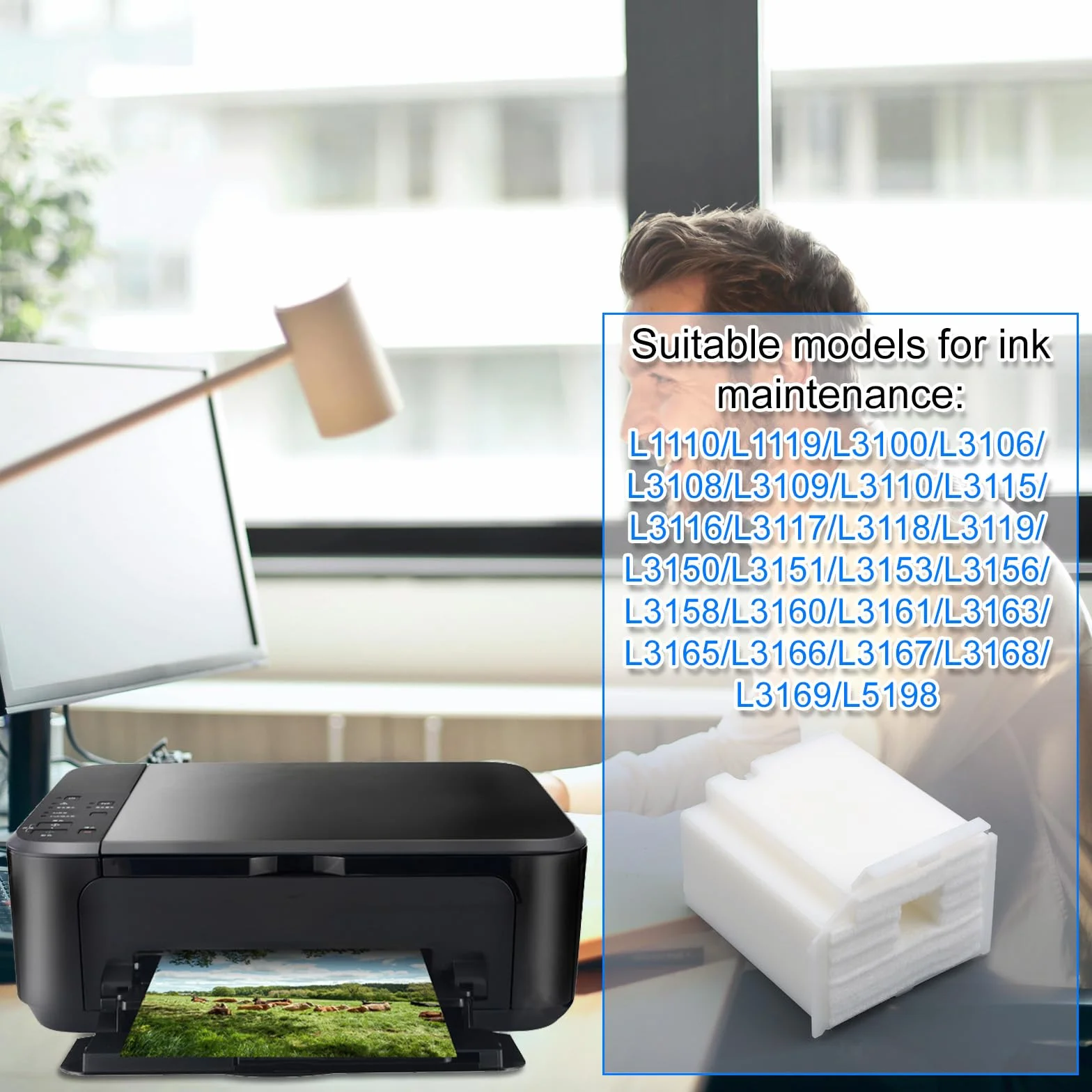 Wymienna Poduszka na Zużyty Tusz do Drukarek Epson Ecotank L1110/L1119/L3100/L3106/L3108/L3109/L3110/L3115/L3116/L3117/L3118/L3119/L3150/L3151/L3153/L3156, Poduszka na Zużyty Tusz z Gąbką Chłonną